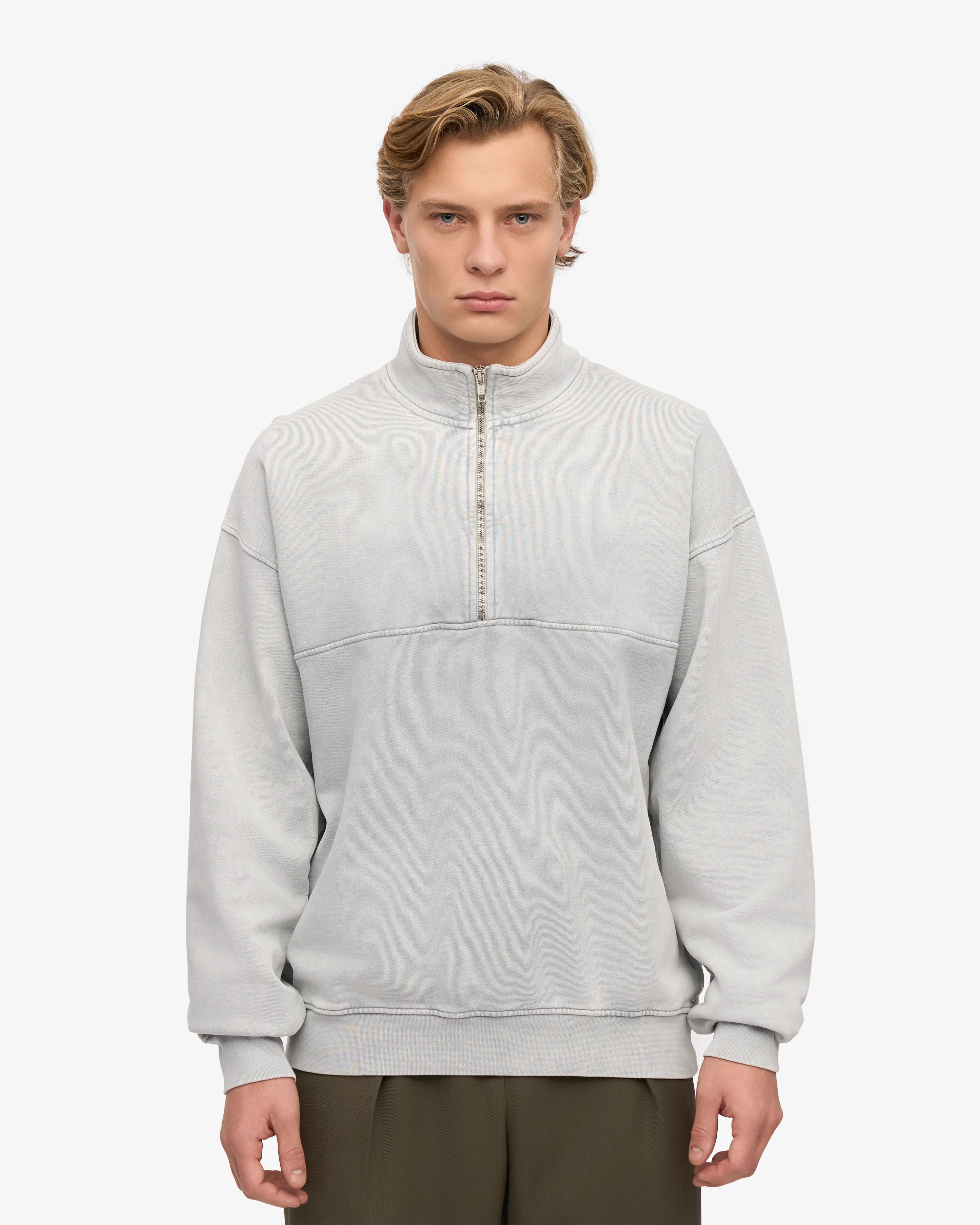 Organic Quarter Zip - Faded Grey