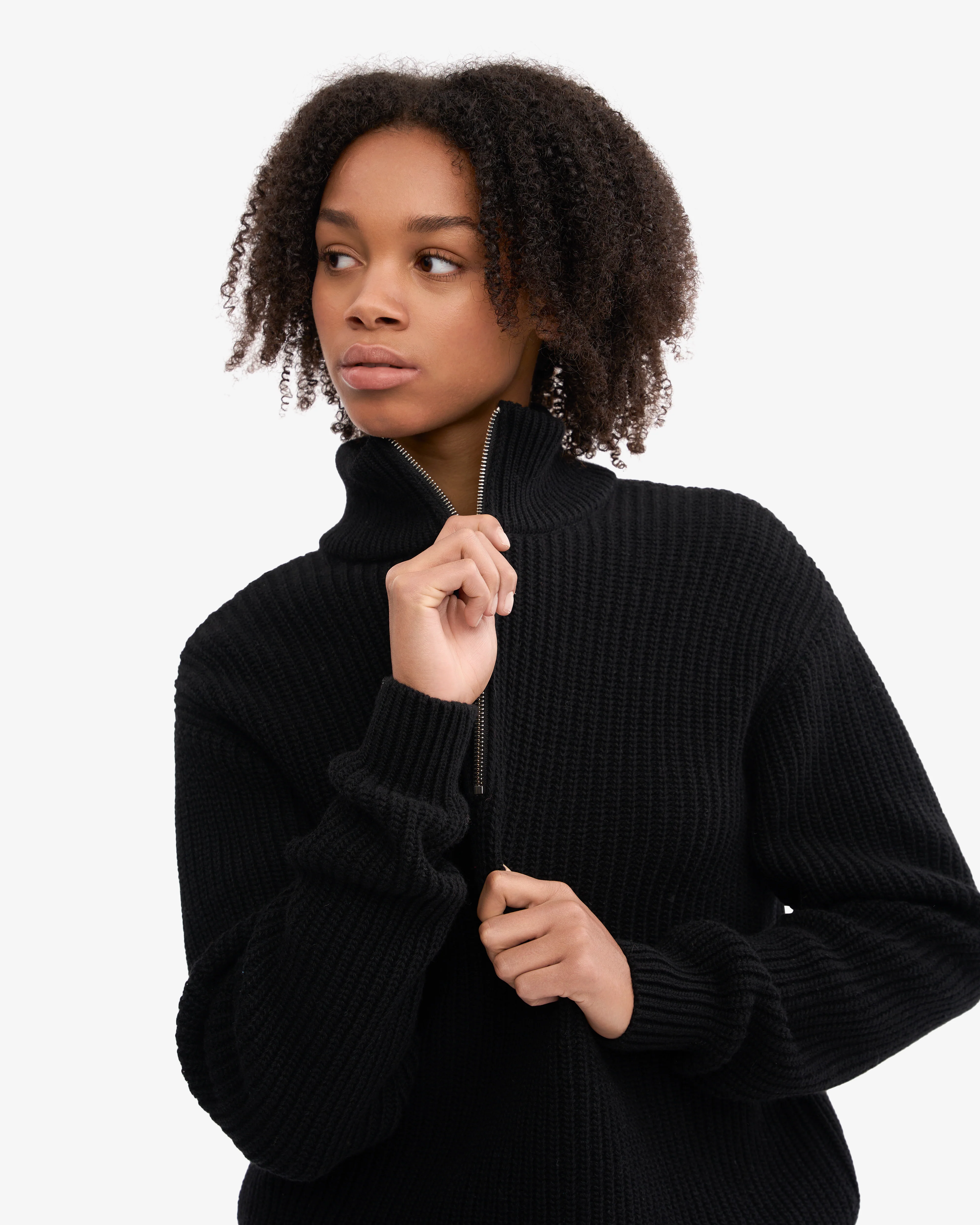 Merino Quarter Zip - Deep Black