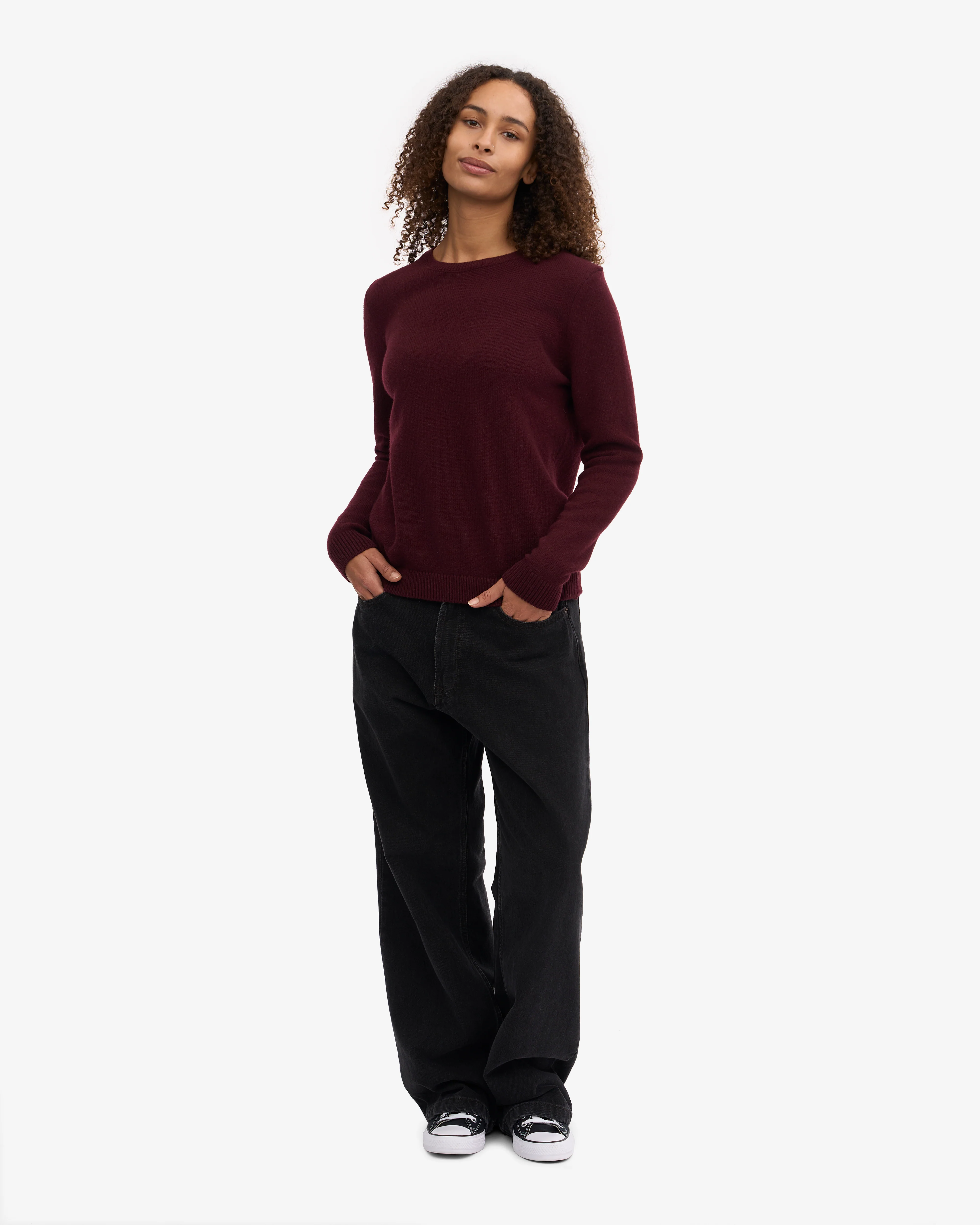 Women Classic Merino Wool Crew - Oxblood Red