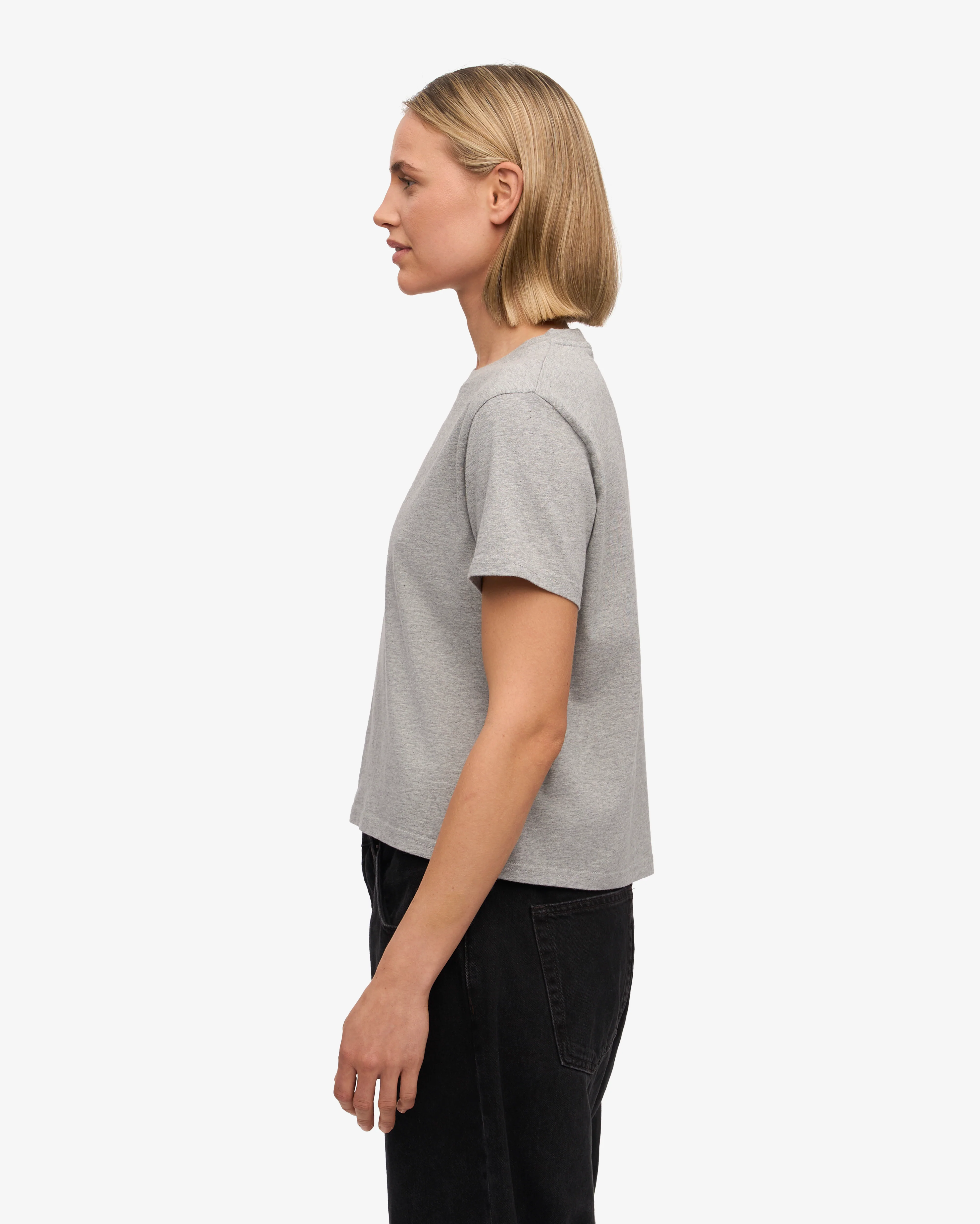 Organic Boxy Crop Tee - Heather Grey