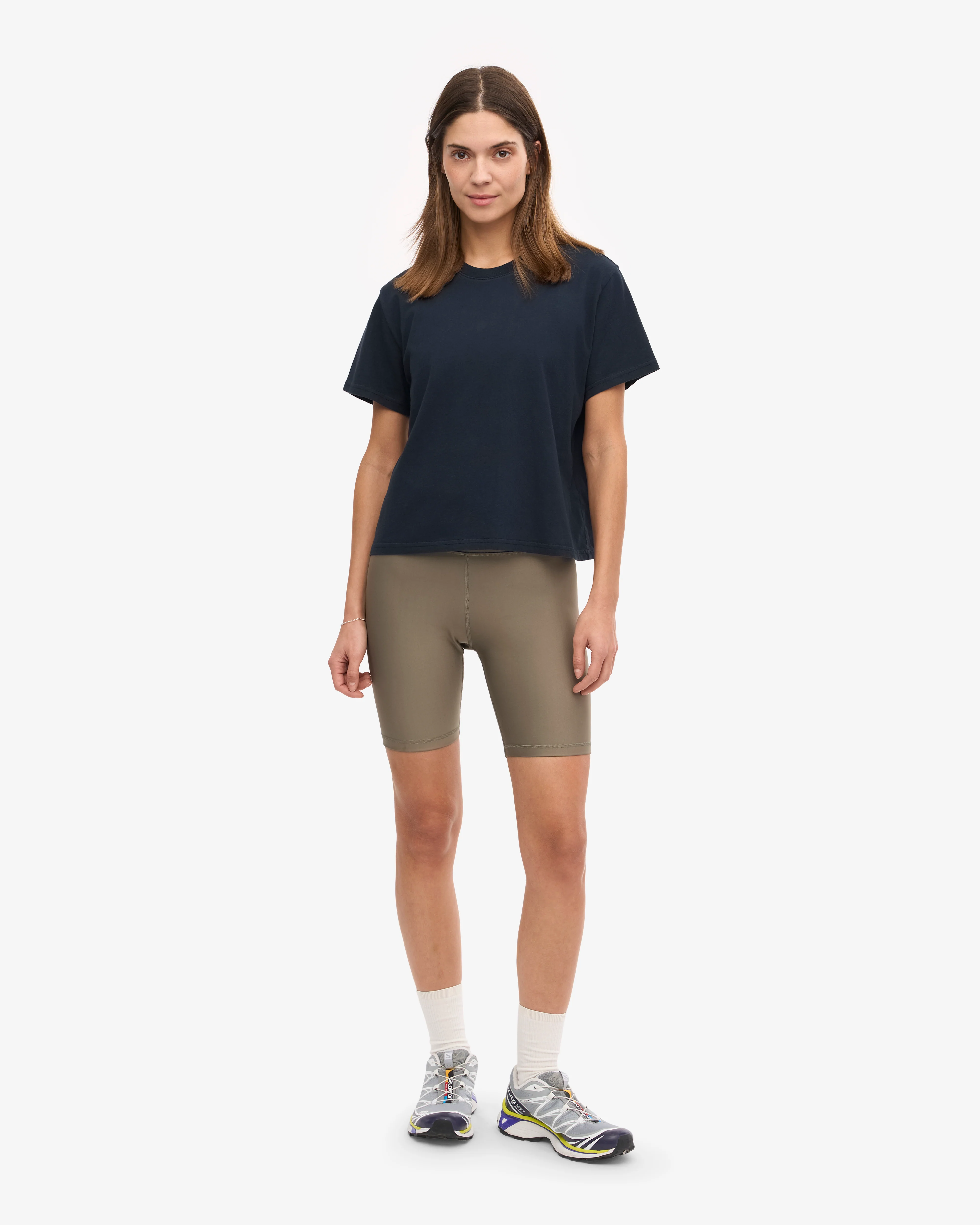 Organic Boxy Crop Tee - Navy Blue