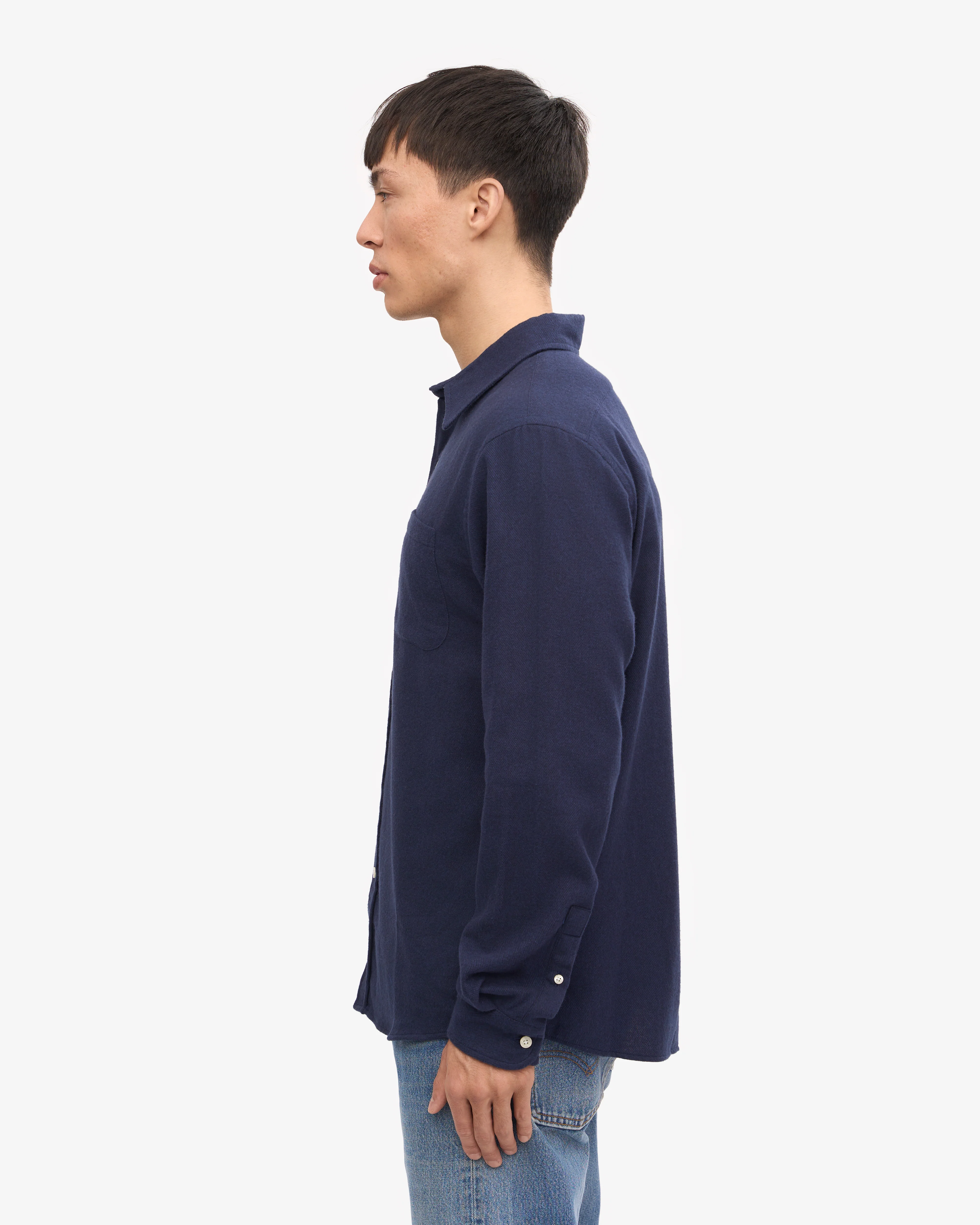 Organic Flannel Shirt - Navy Blue