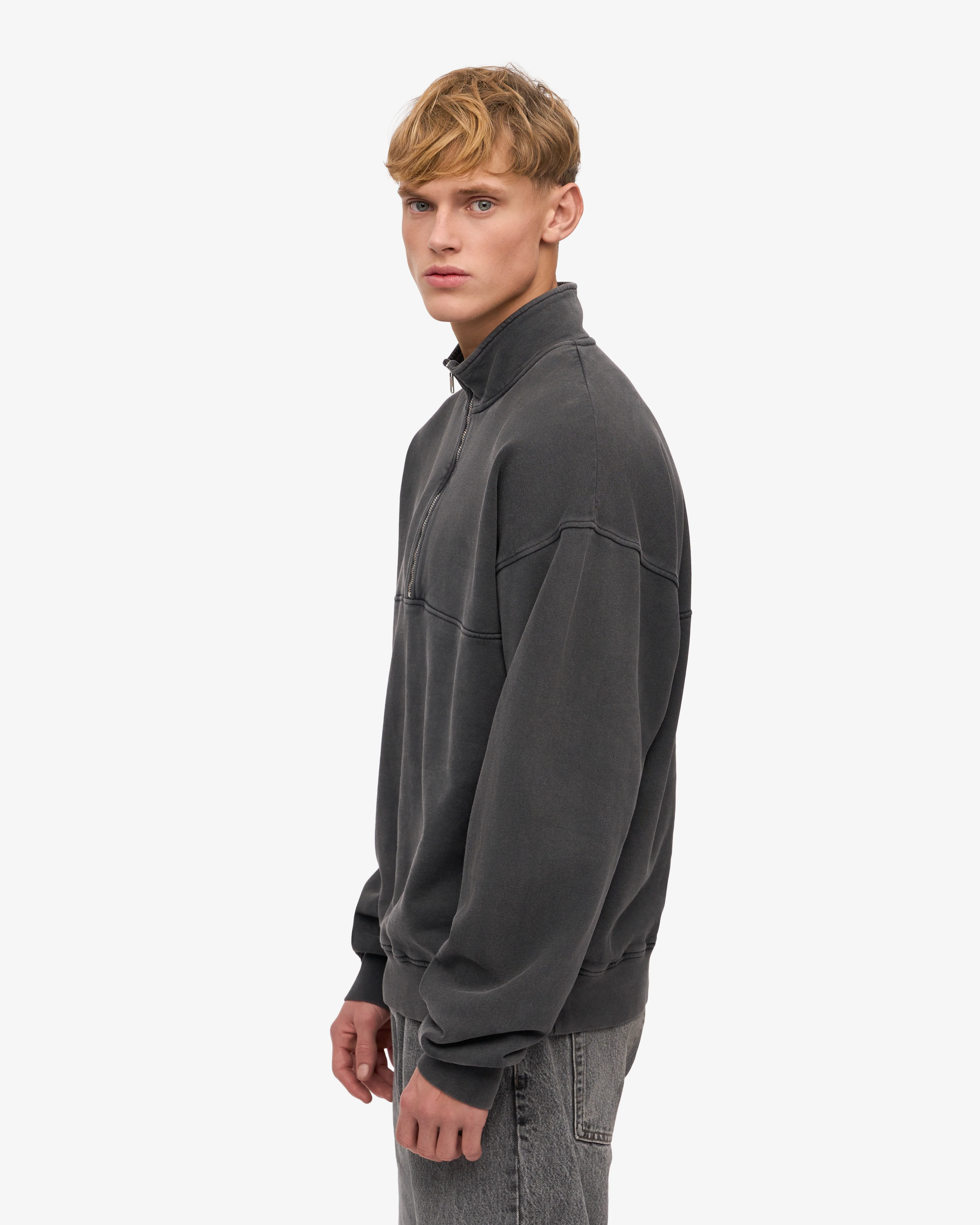 Organic Quarter Zip - Faded Black