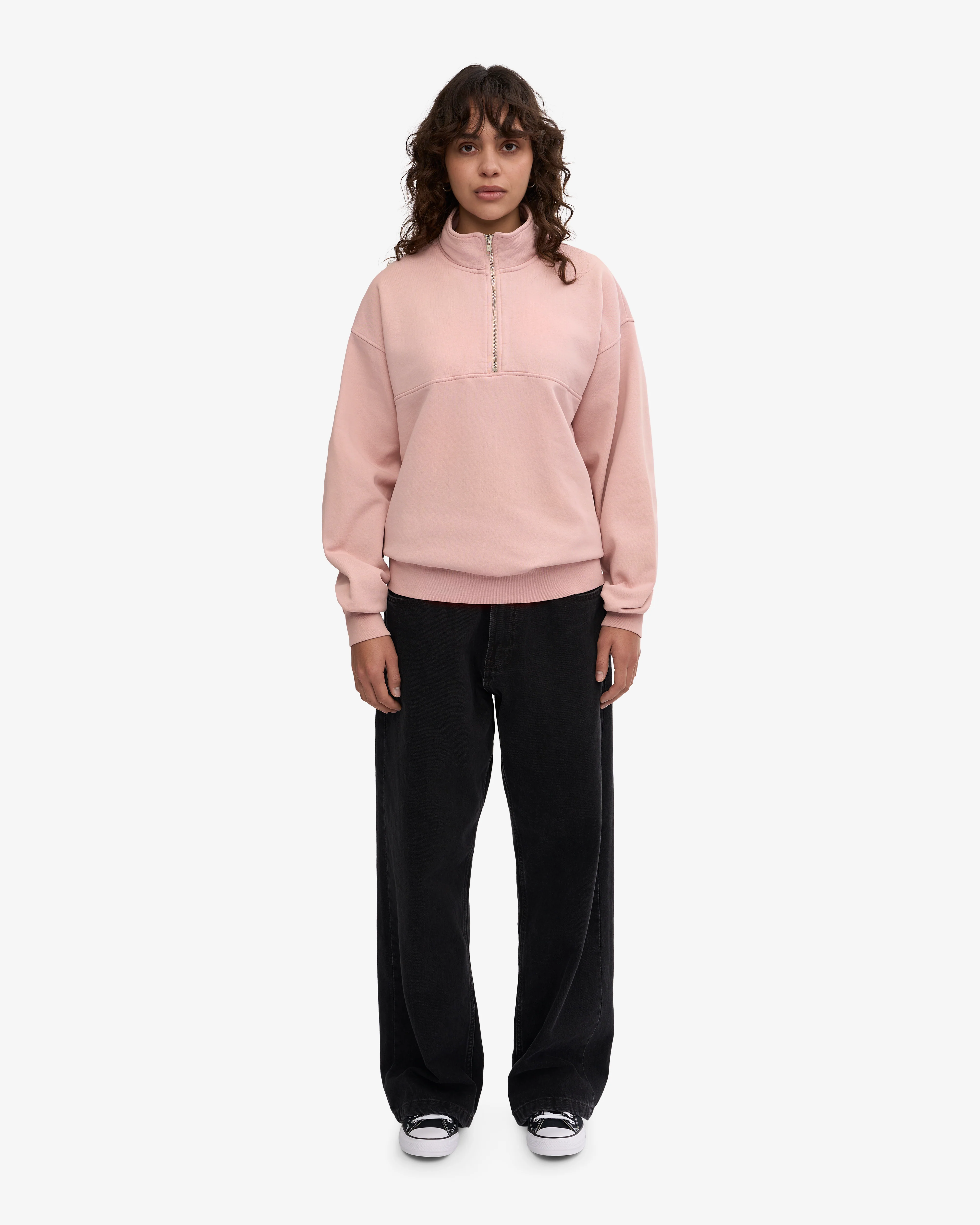 Organic Quarter Zip - Faded Pink