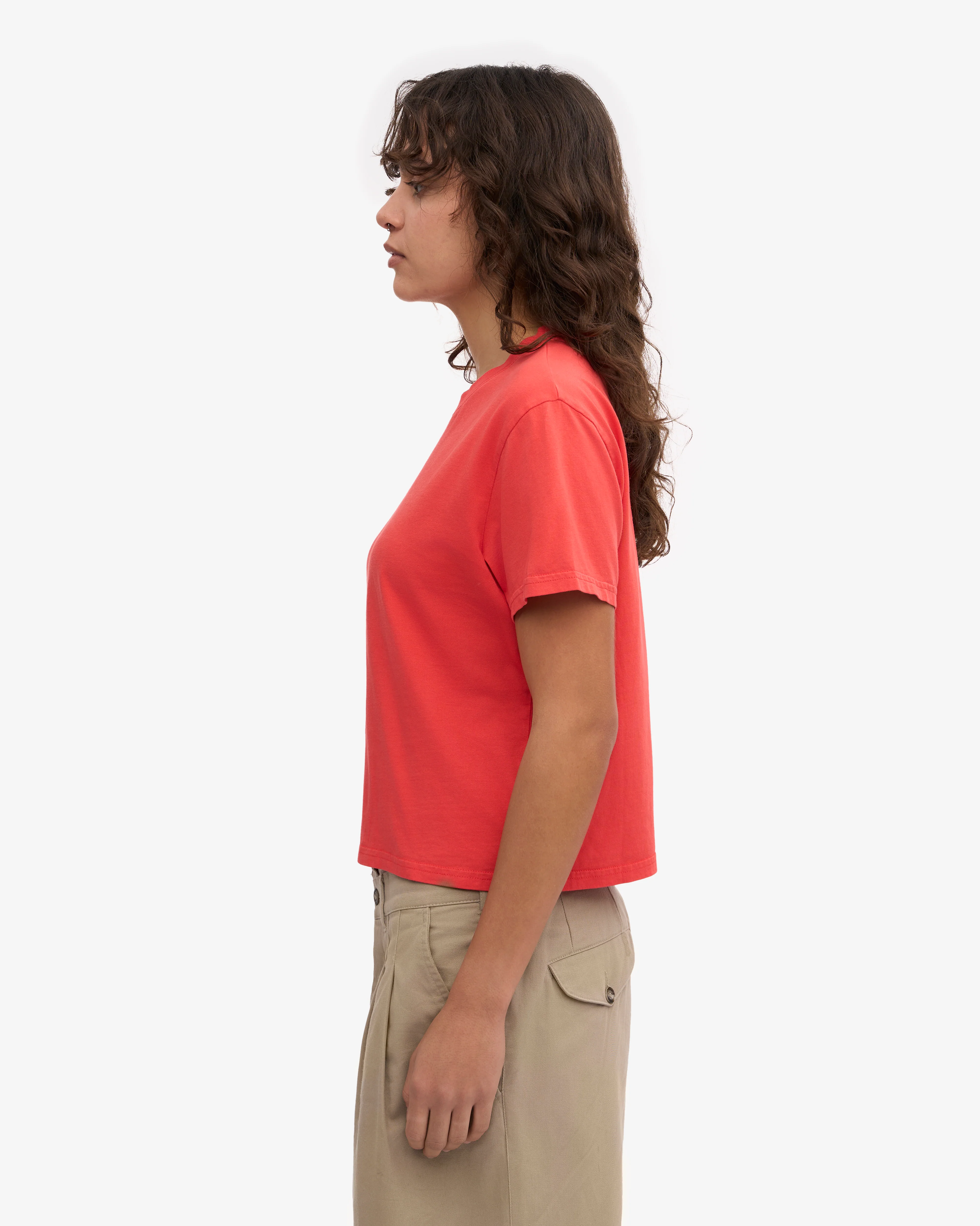 Organic Boxy Crop Tee - Red Tangerine