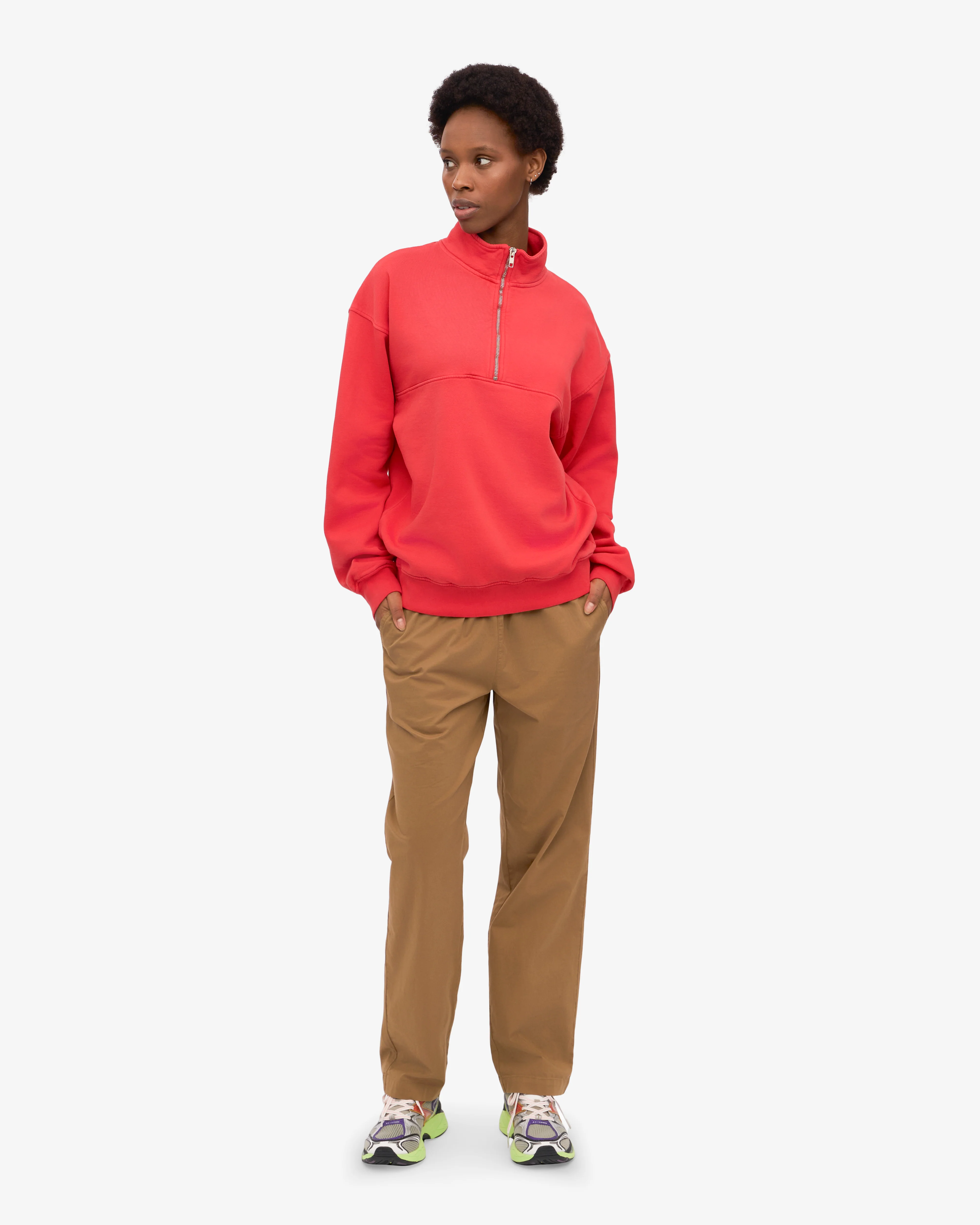 Organic Quarter Zip - Red Tangerine