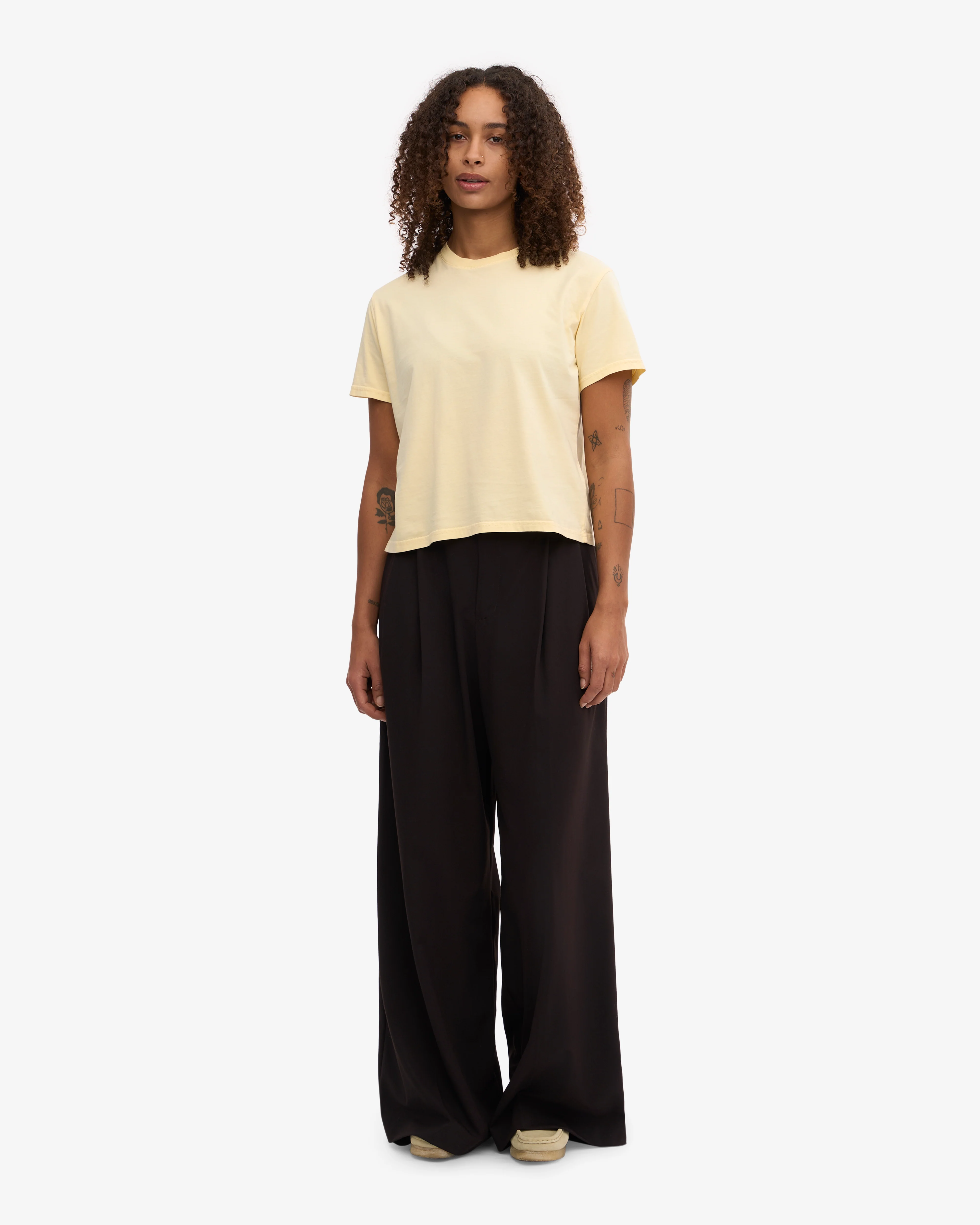 Organic Boxy Crop Tee - Soft Yellow