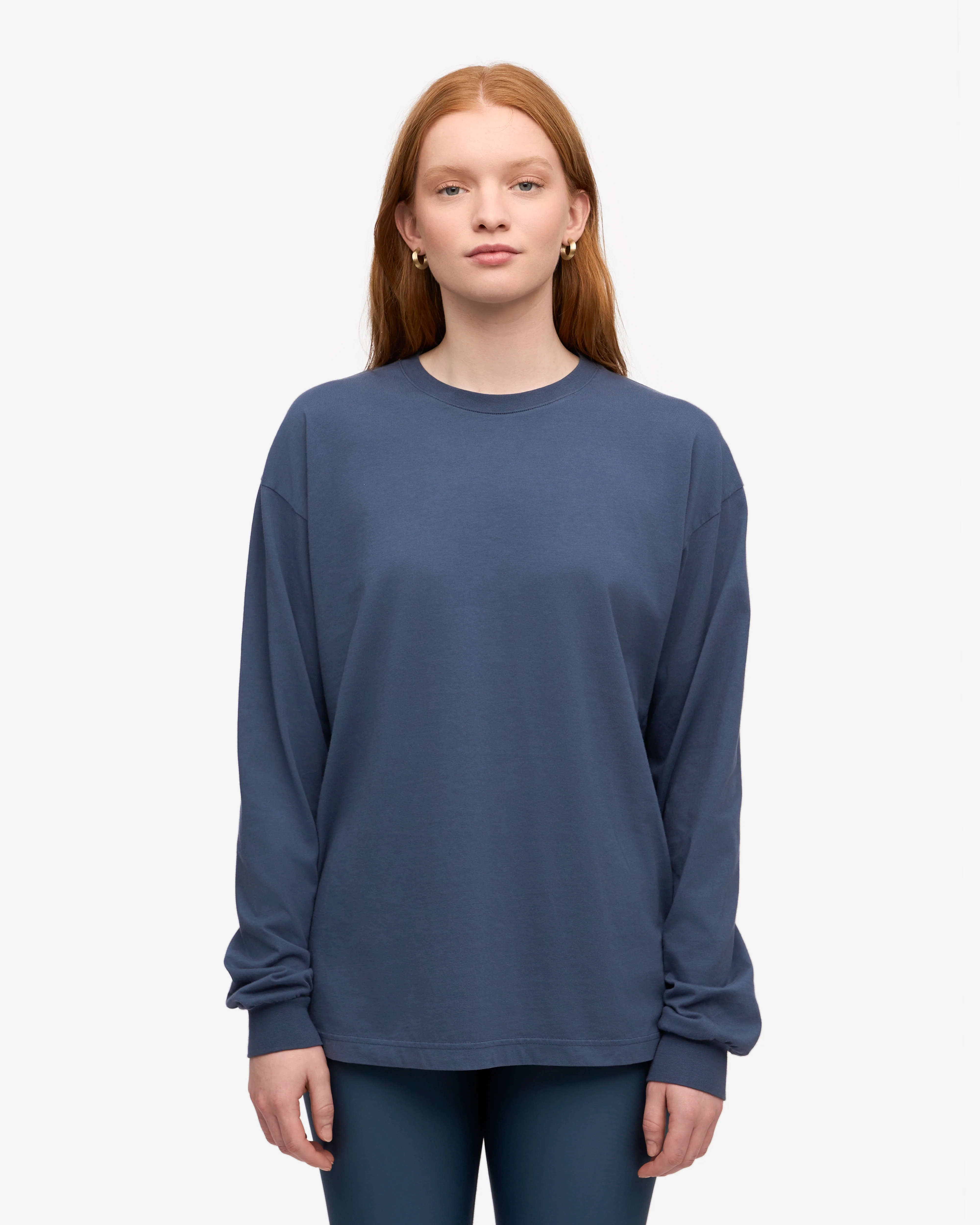 Oversized Organic LS T-Shirt - Petrol Blue