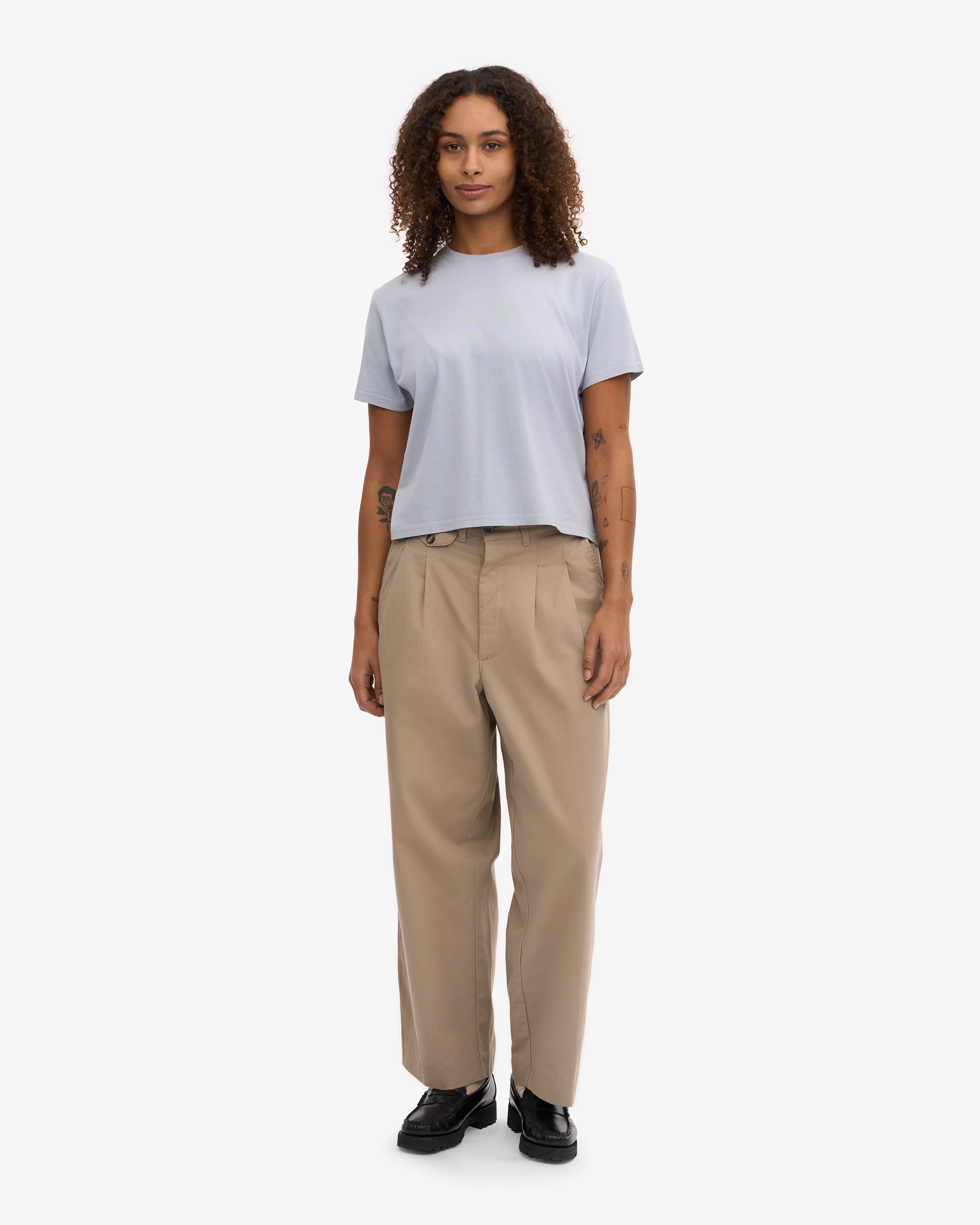 Organic Boxy Crop Tee - Polar Blue