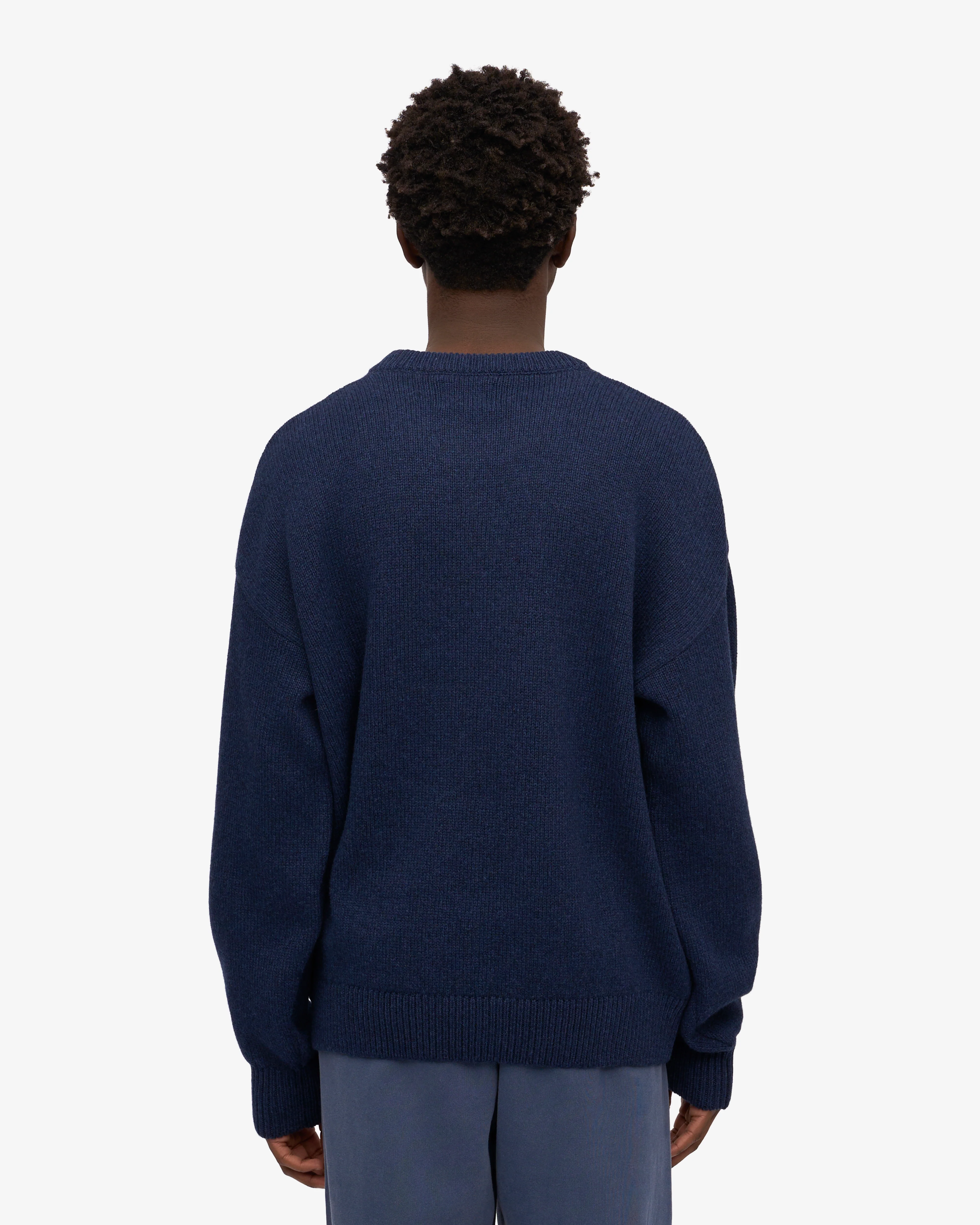 Oversized Merino Wool Crew - Marine Blue