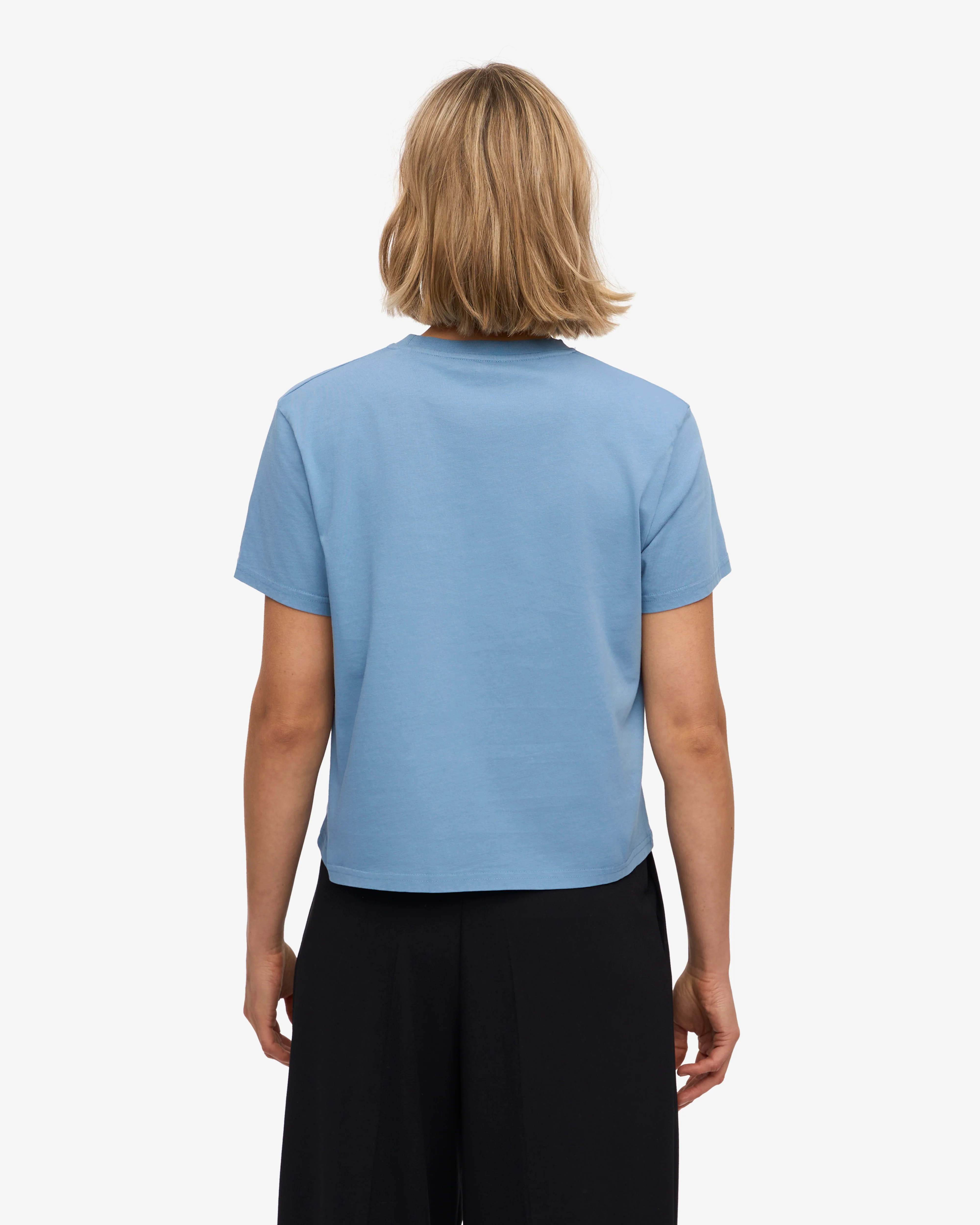 Organic Boxy Crop Tee - Seaside Blue