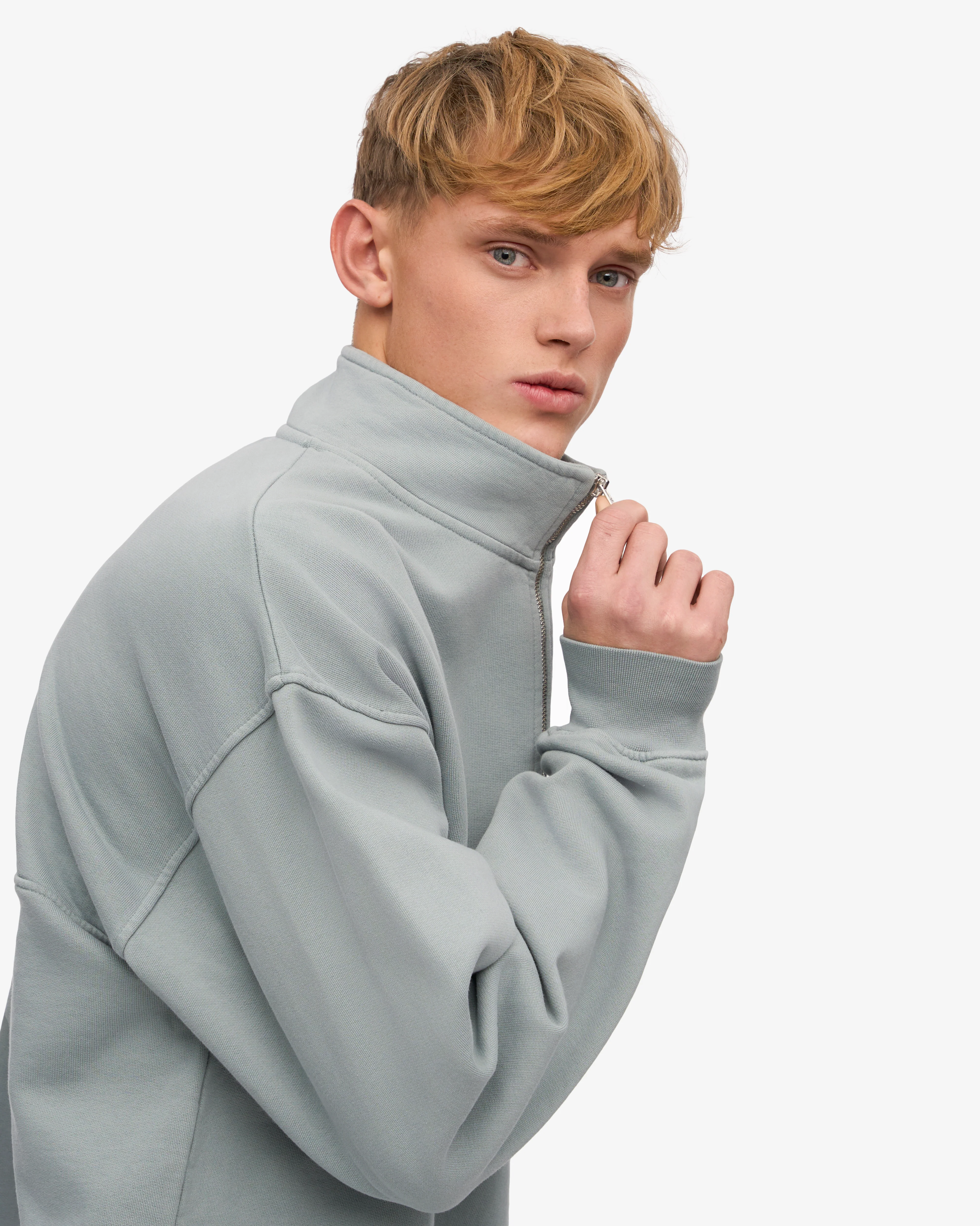 Organic Quarter Zip - Steel Blue