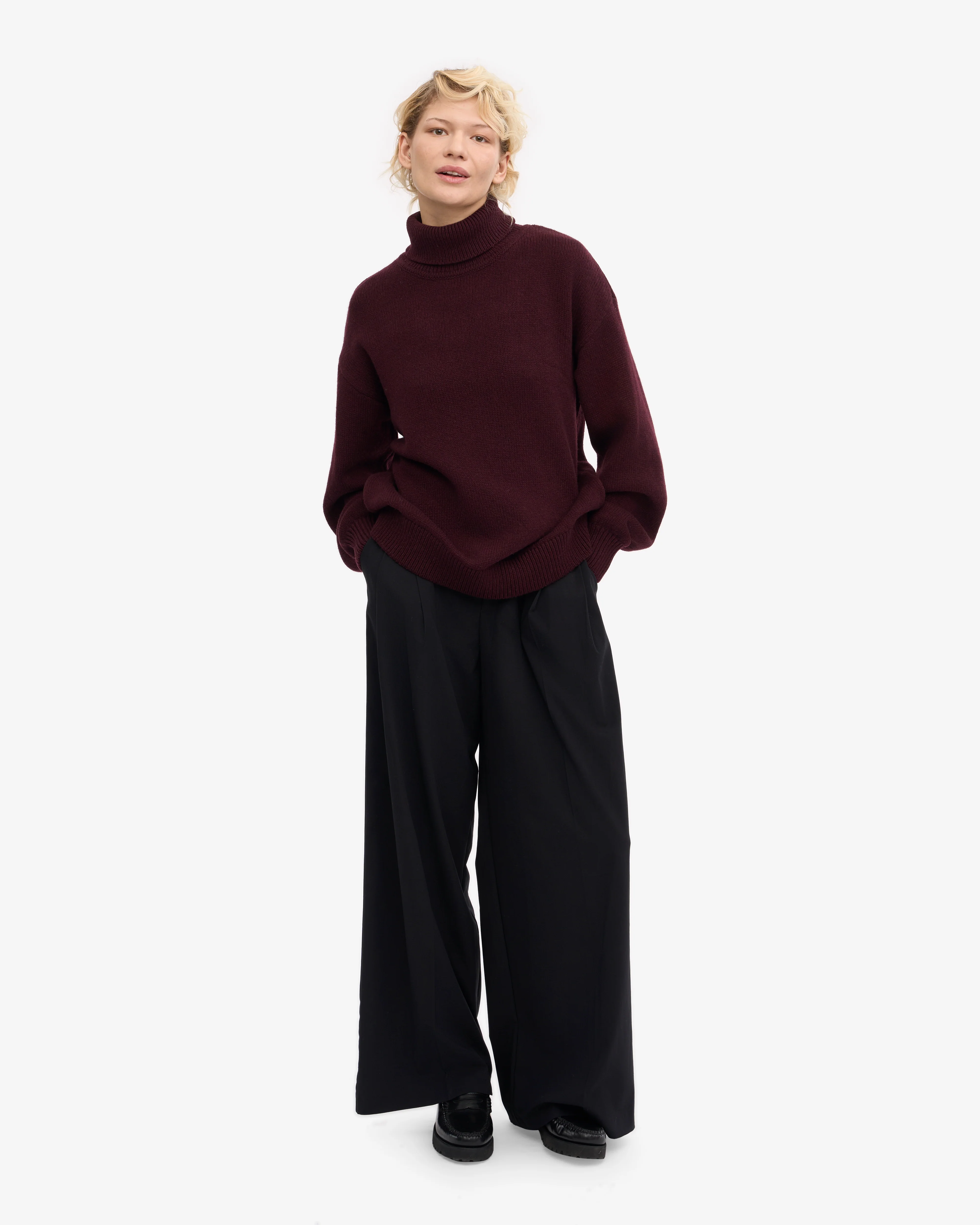 Merino Wool Turtleneck - Oxblood Red