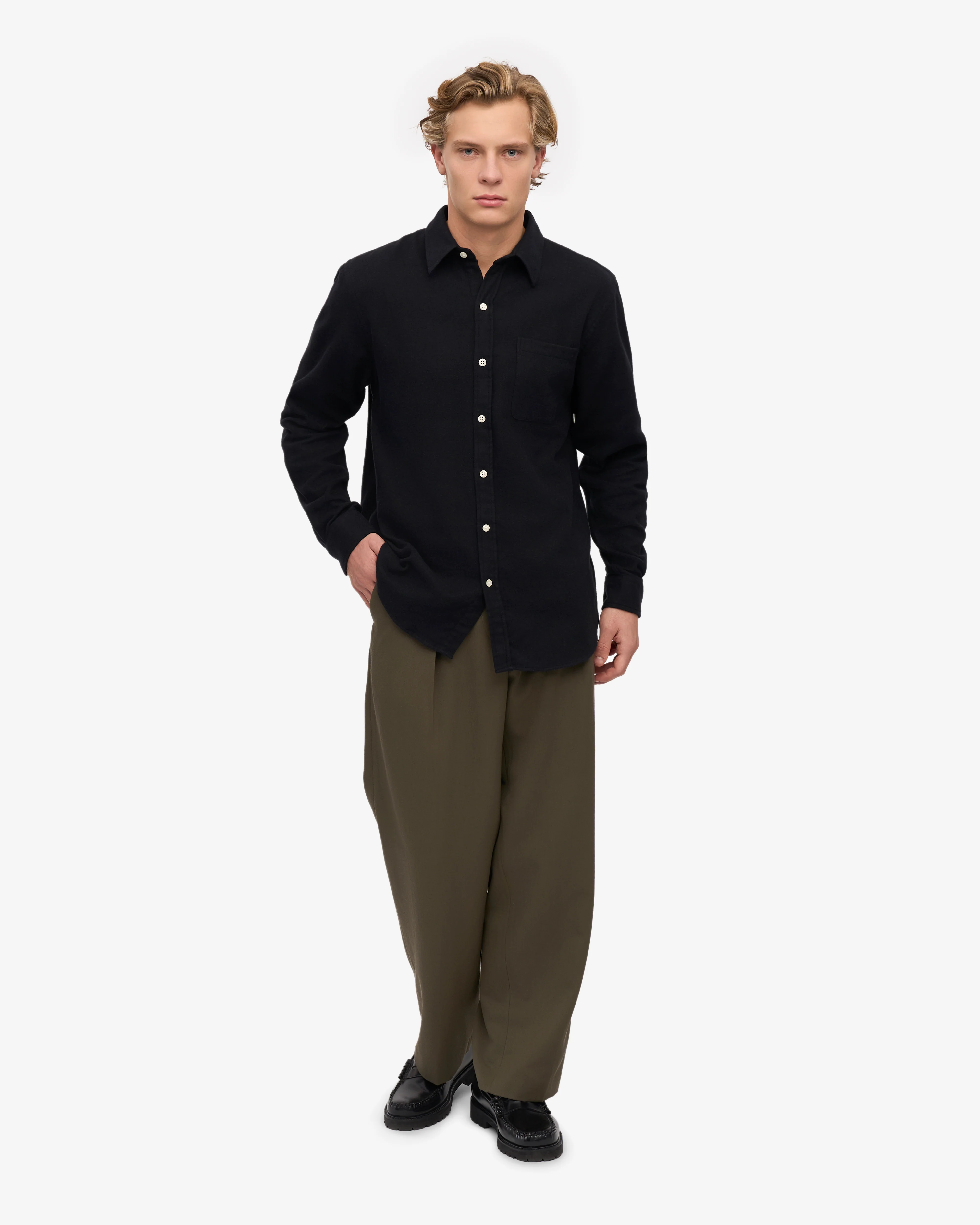 Organic Flannel Shirt - Deep Black