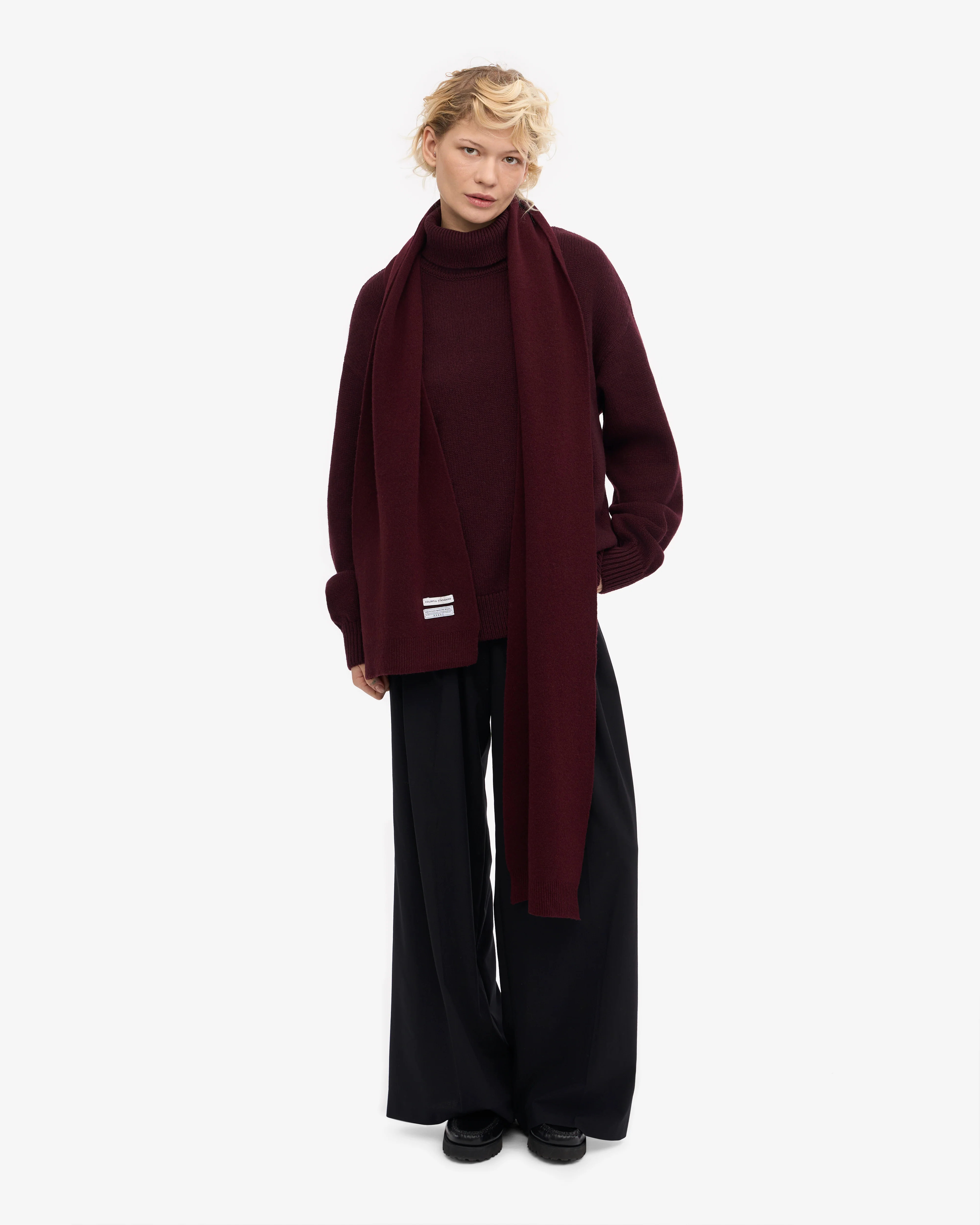Merino Wool Scarf - Oxblood Red