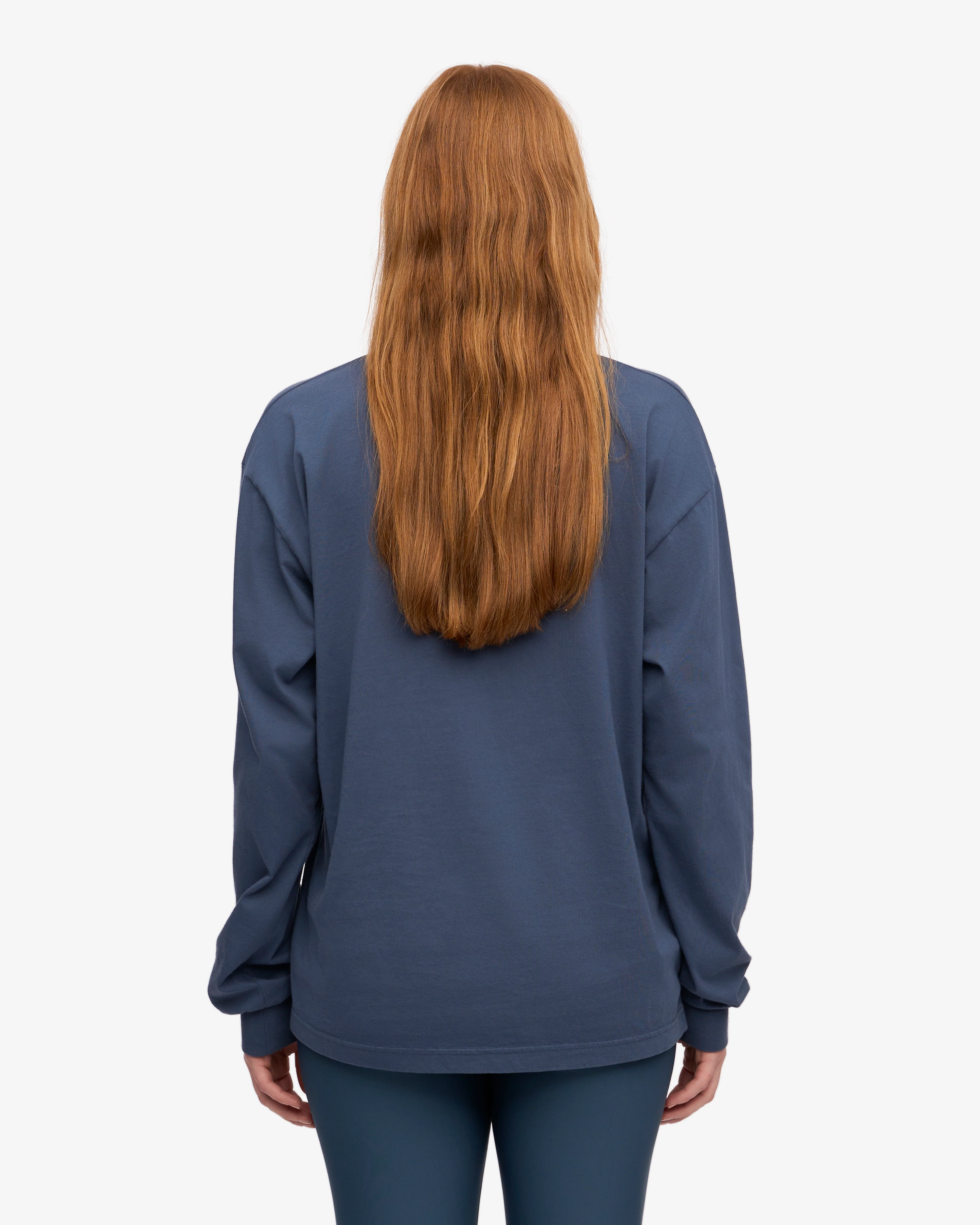 Oversized Organic LS T-Shirt - Petrol Blue