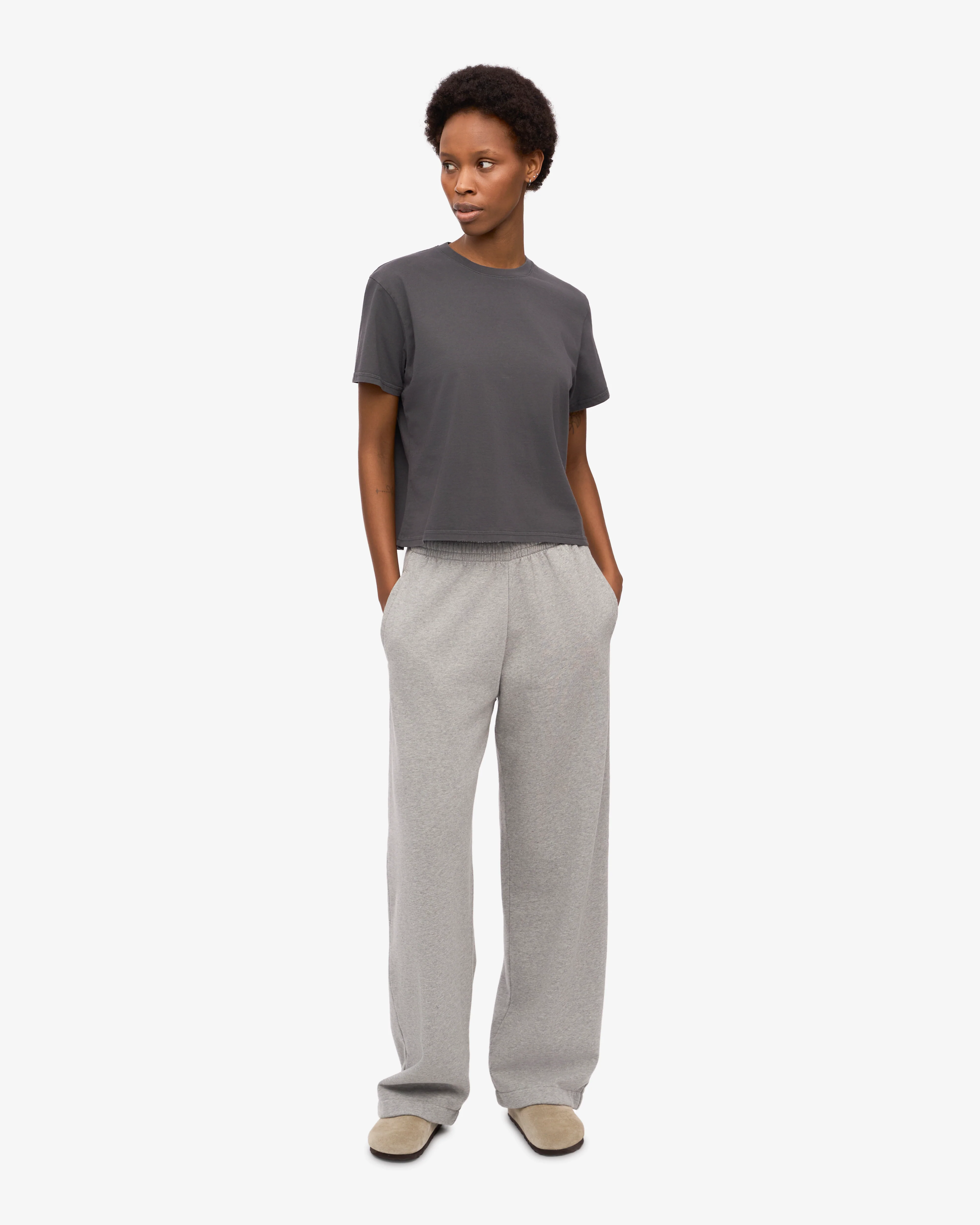 Organic Boxy Crop Tee - Lava Grey