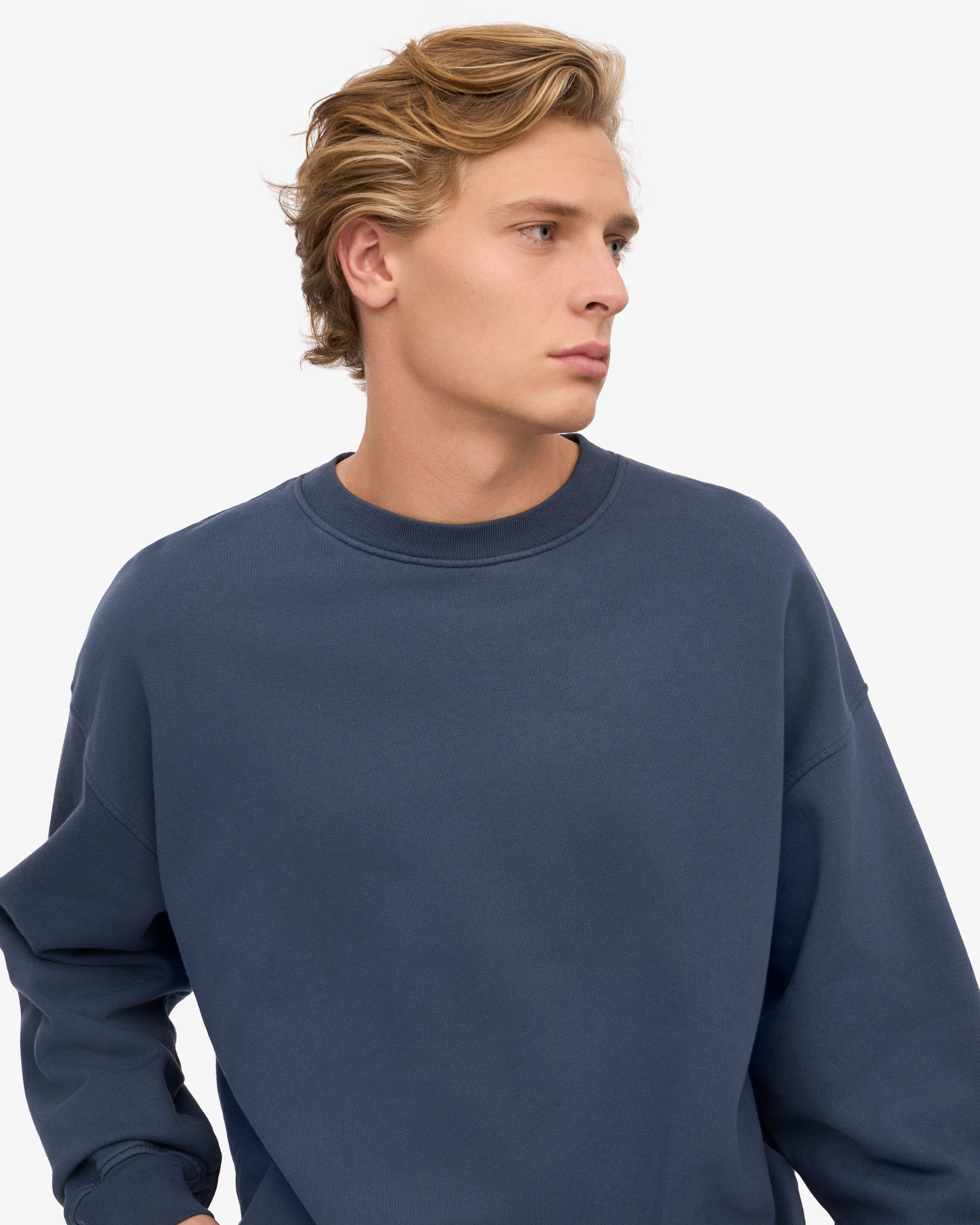 Organic Oversized Crew - Petrol Blue