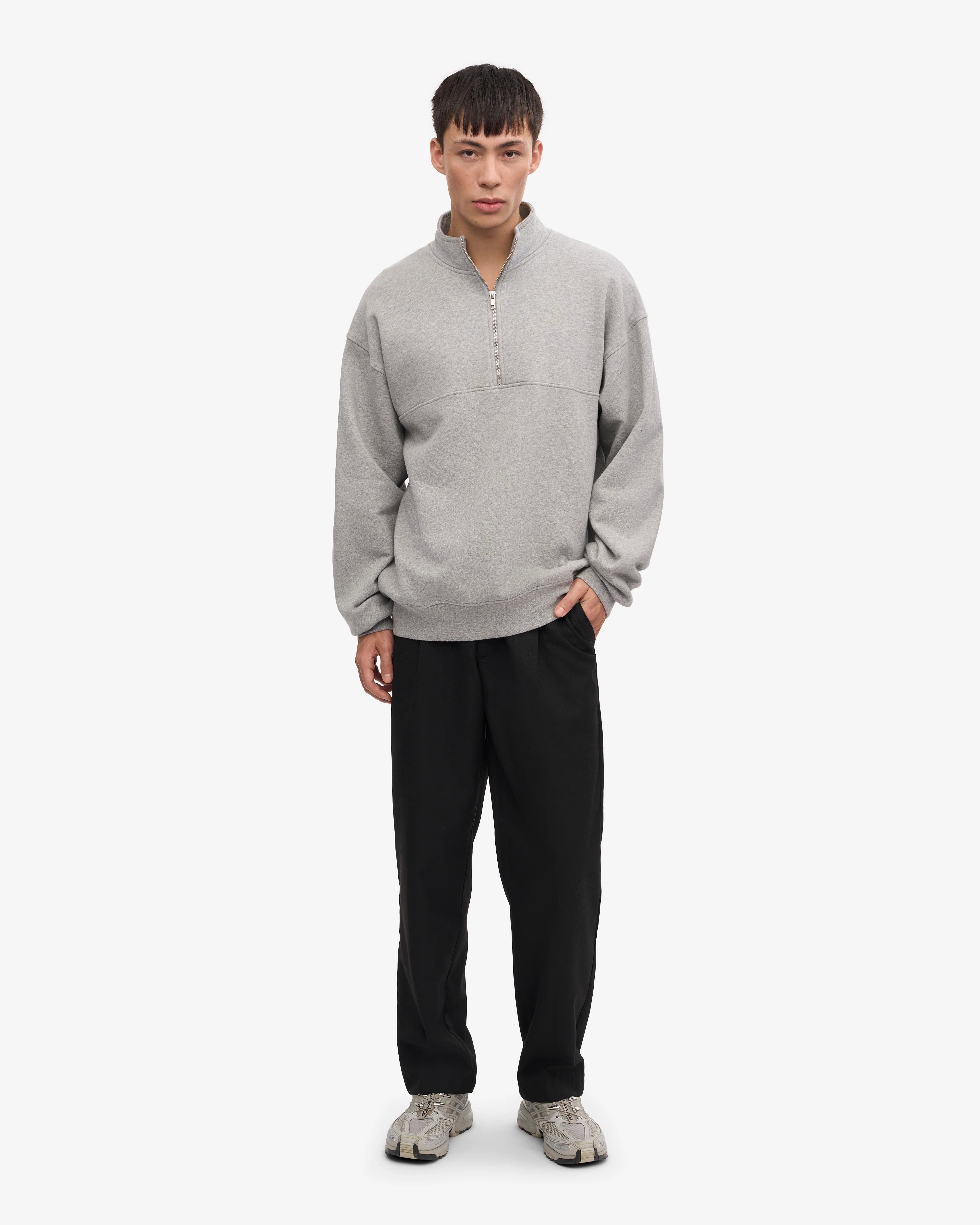 Organic Quarter Zip - Heather Grey
