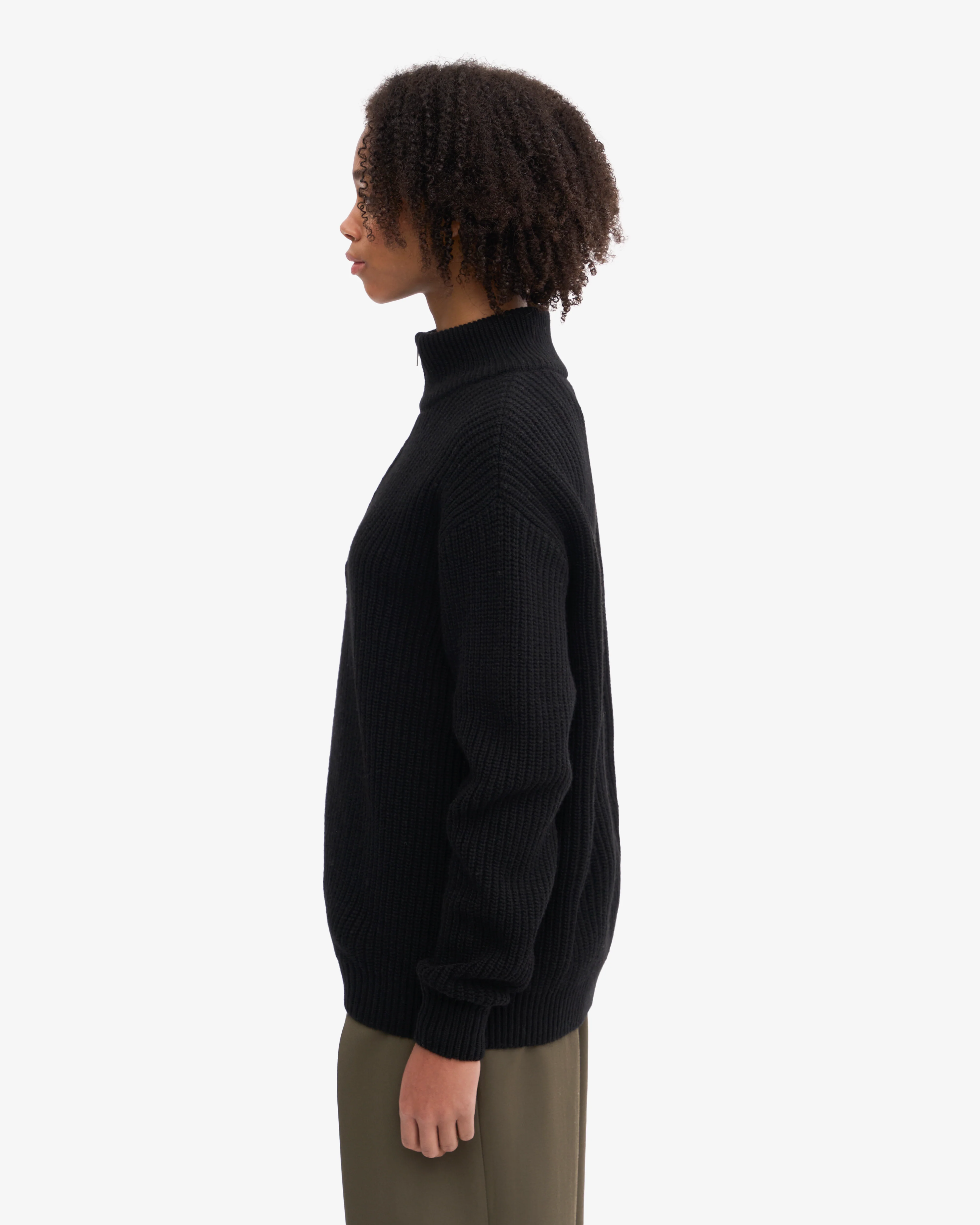 Merino Quarter Zip - Deep Black