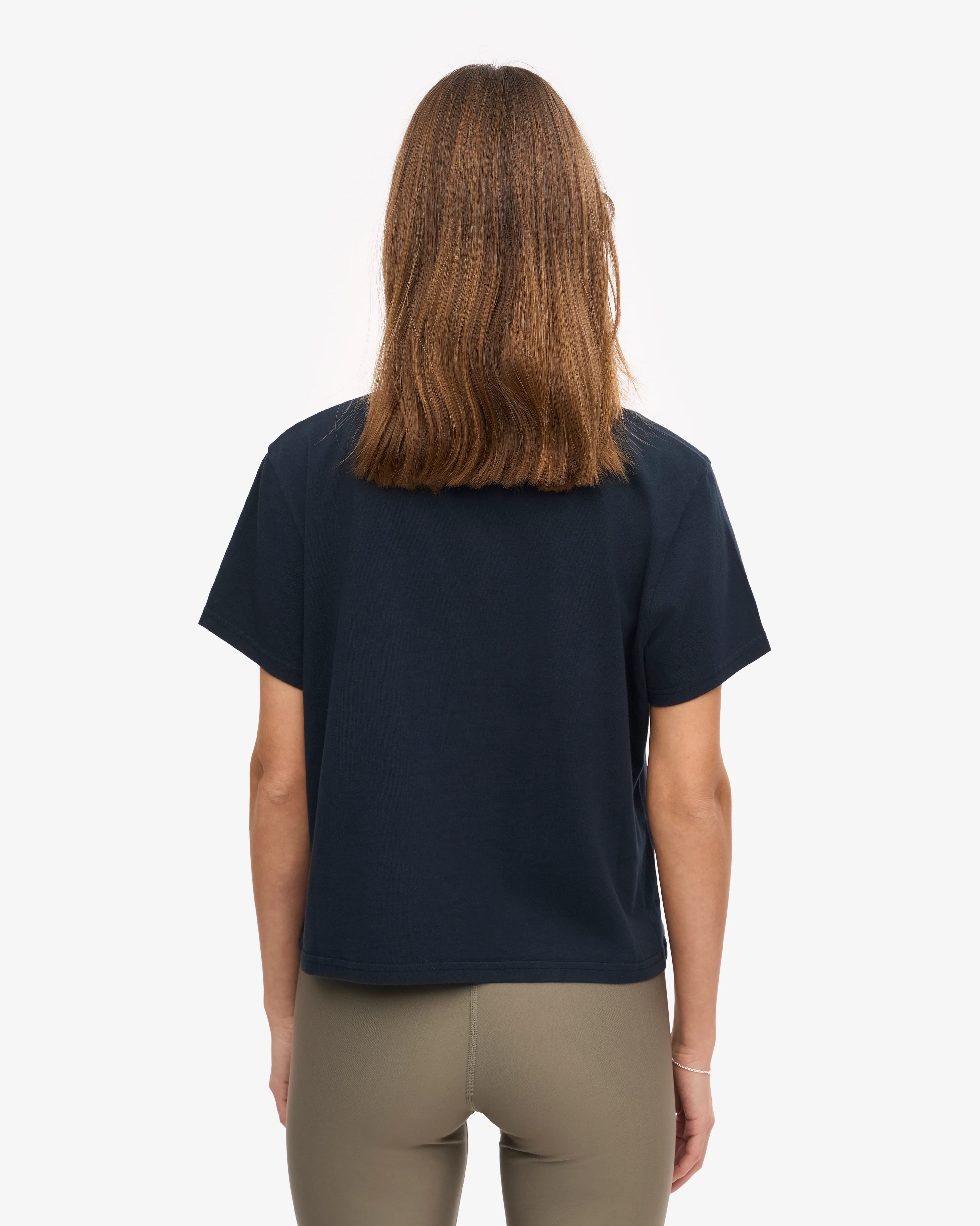 Organic Boxy Crop Tee - Navy Blue