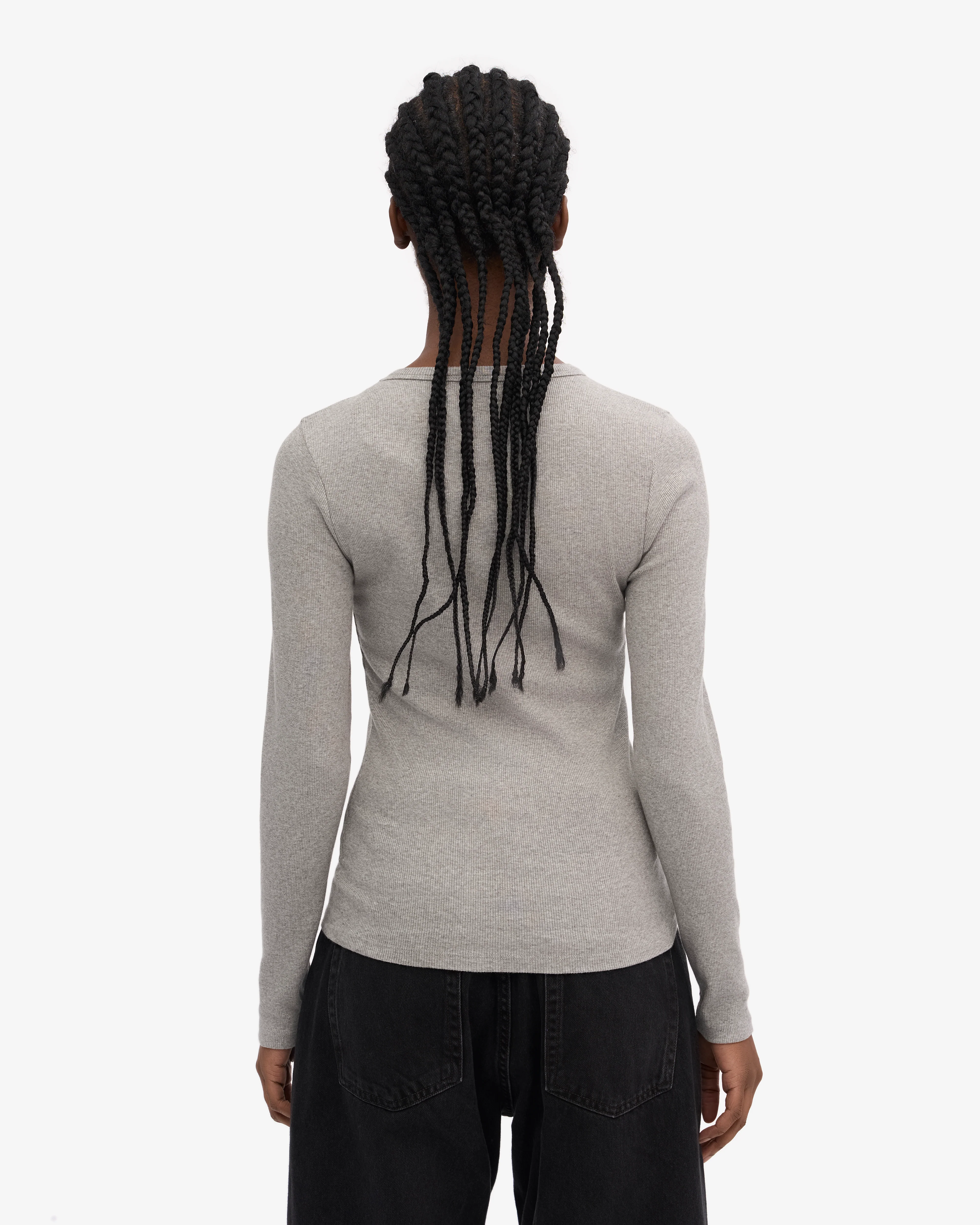 Women Organic Rib LS T-Shirt - Heather Grey