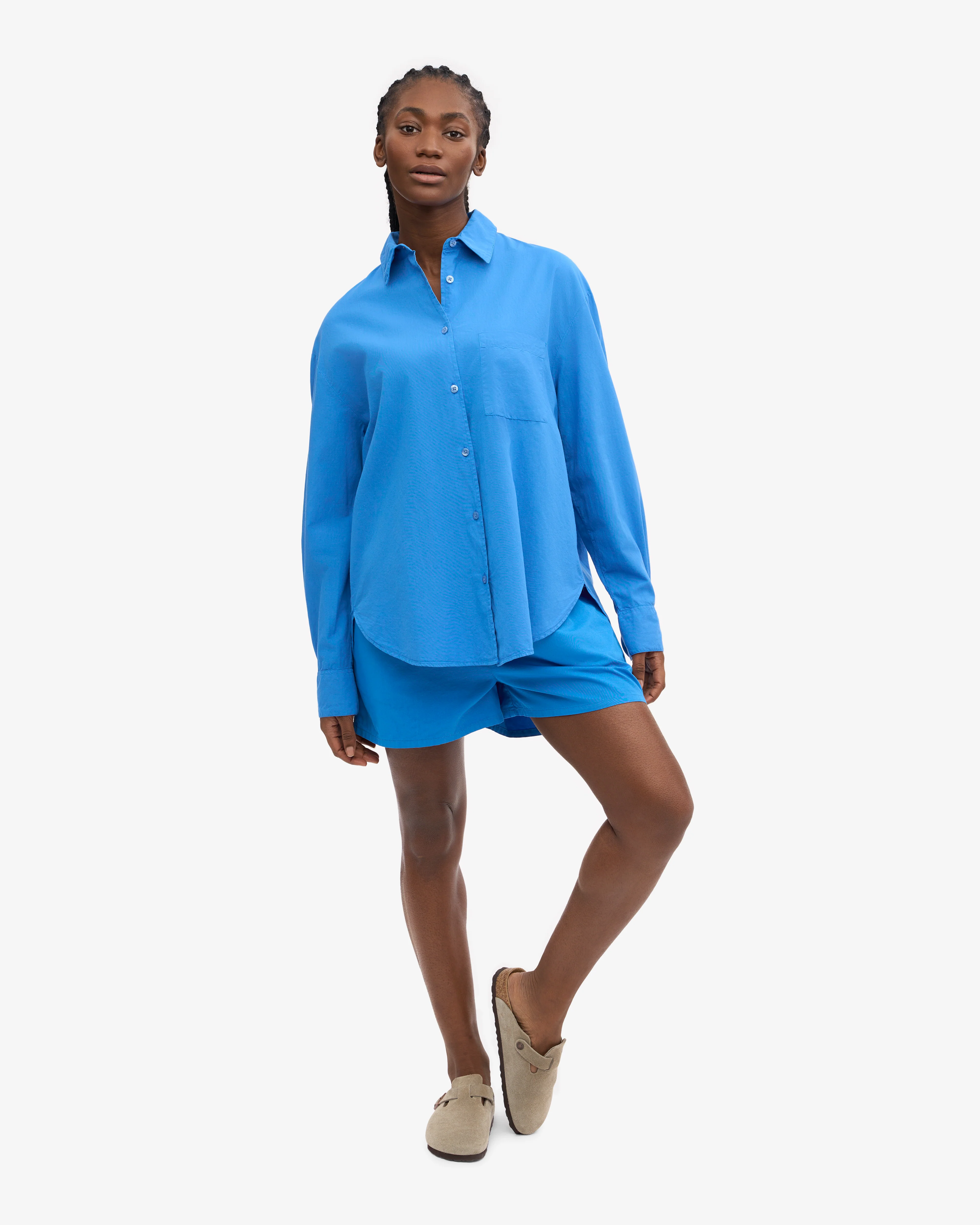 Organic Oversized Shirt - Pacific Blue