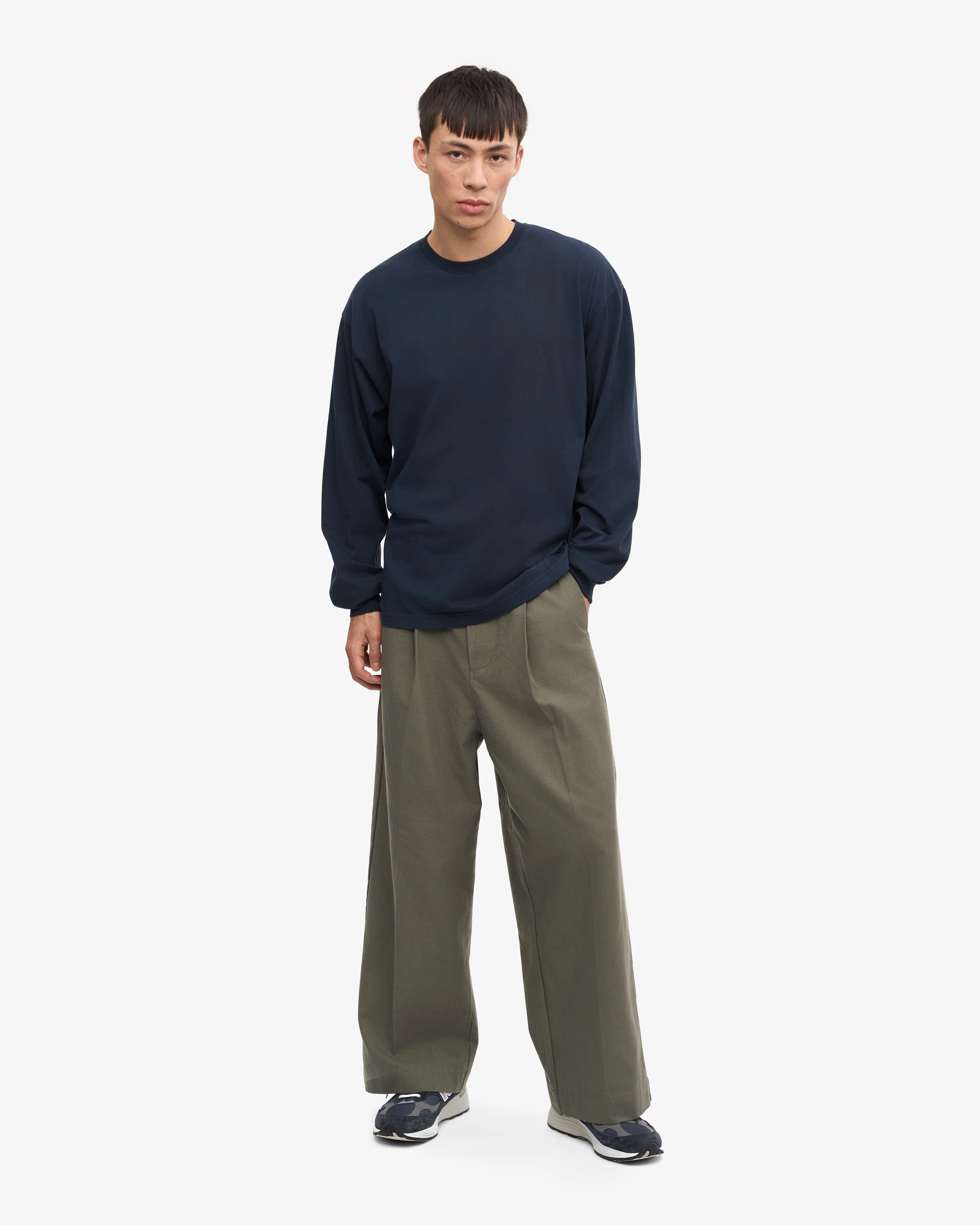 Oversized Organic LS T-Shirt - Navy Blue