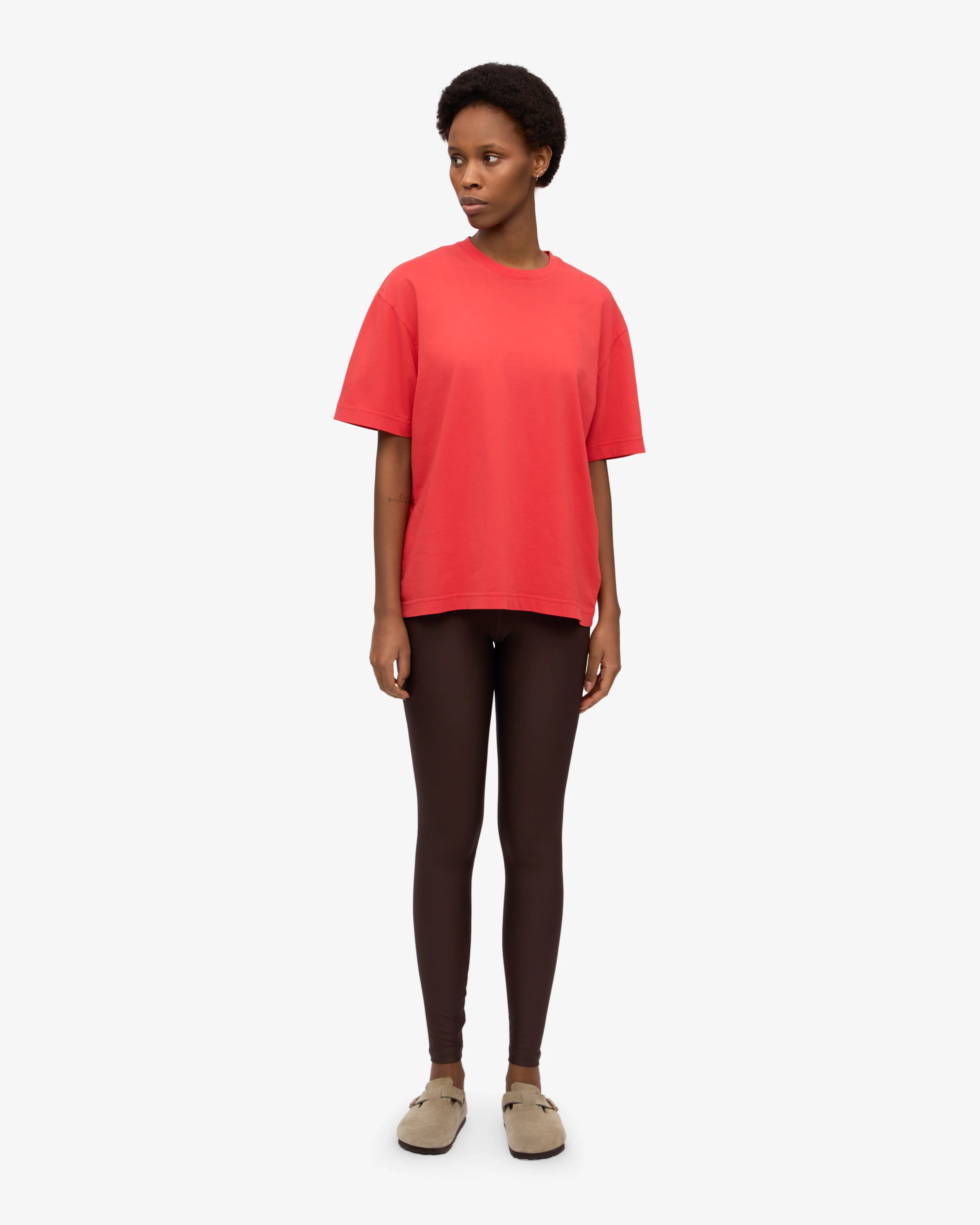 Oversized Organic T-Shirt - Red Tangerine