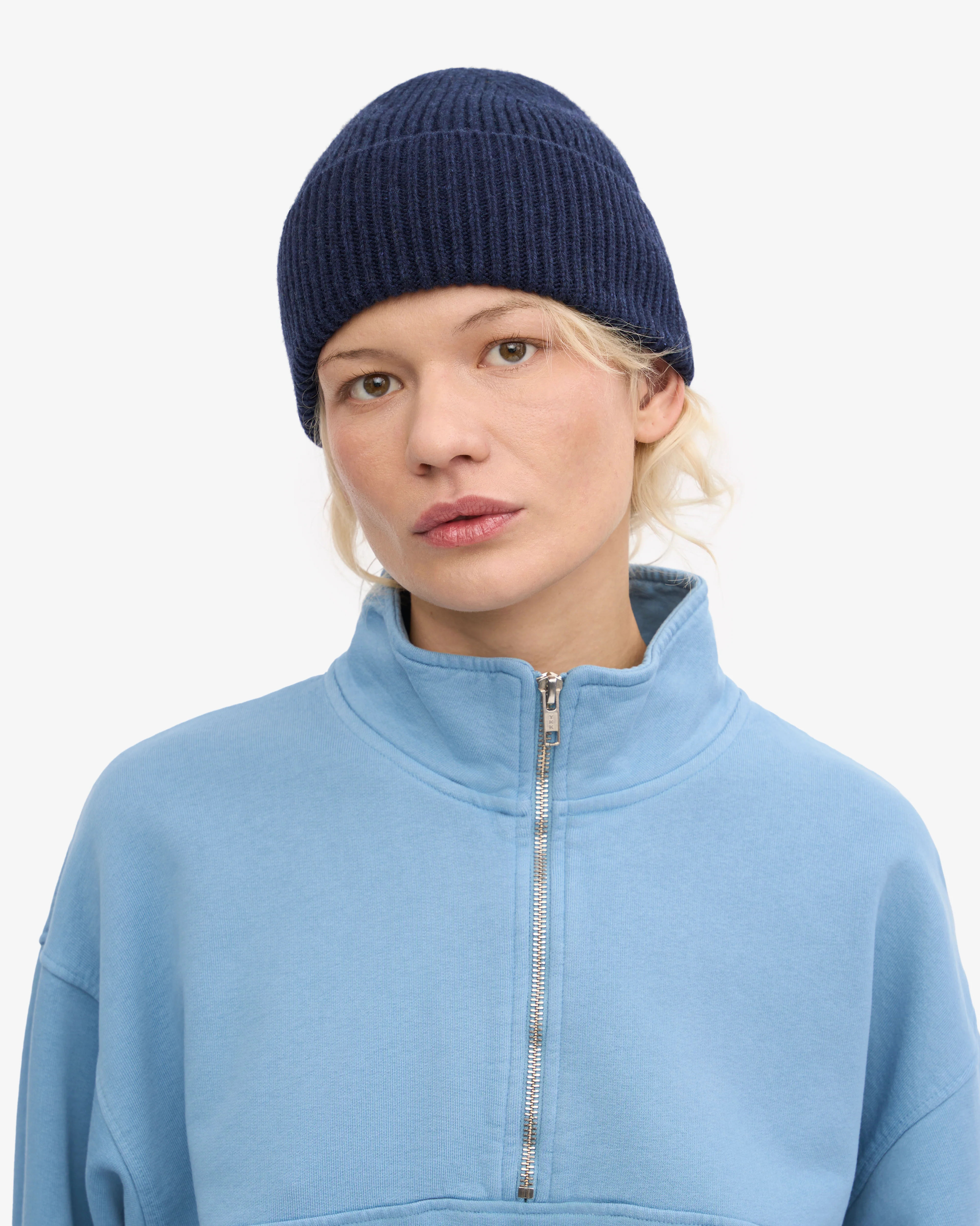 Merino Wool Beanie - Marine Blue