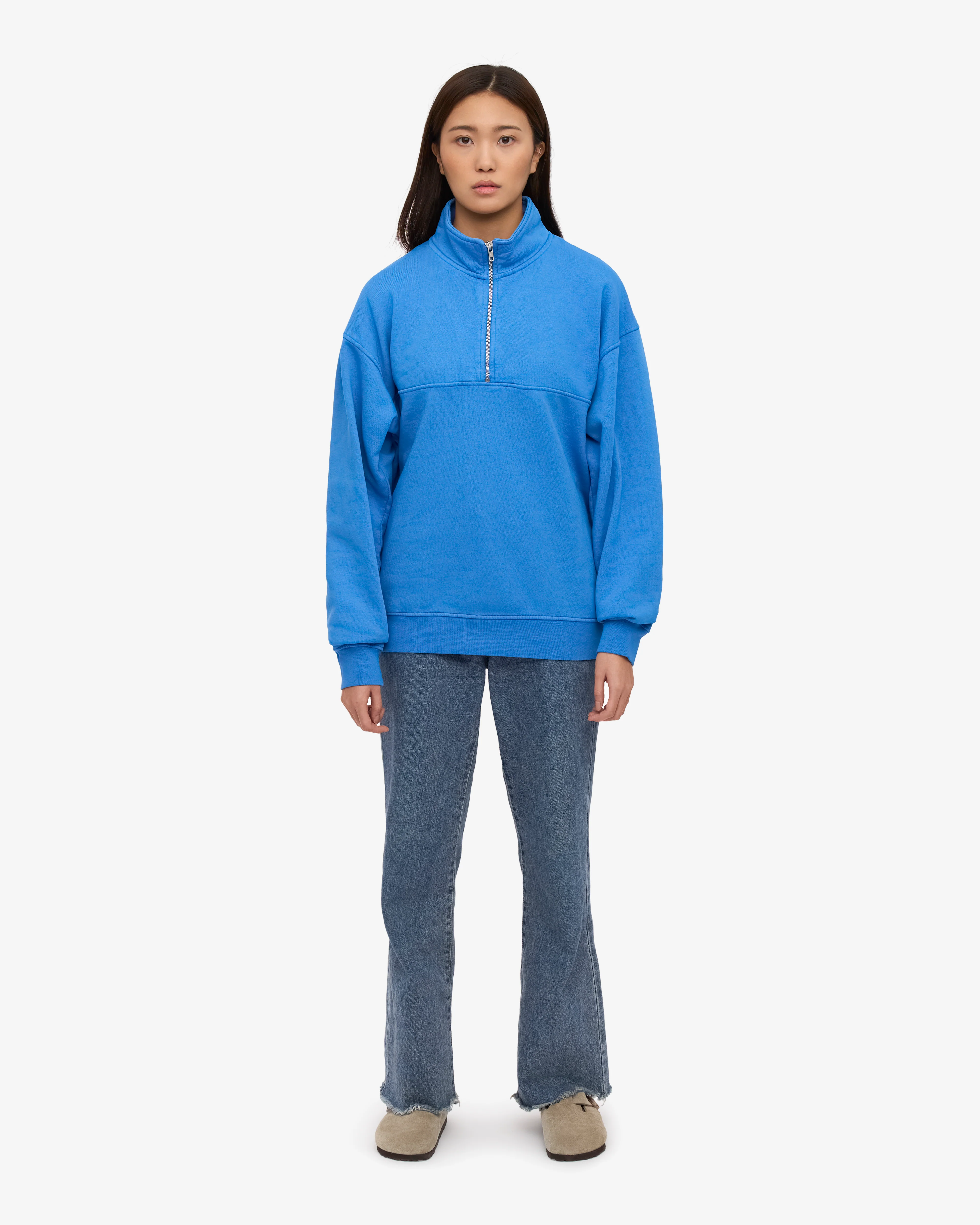 Organic Quarter Zip - Pacific Blue