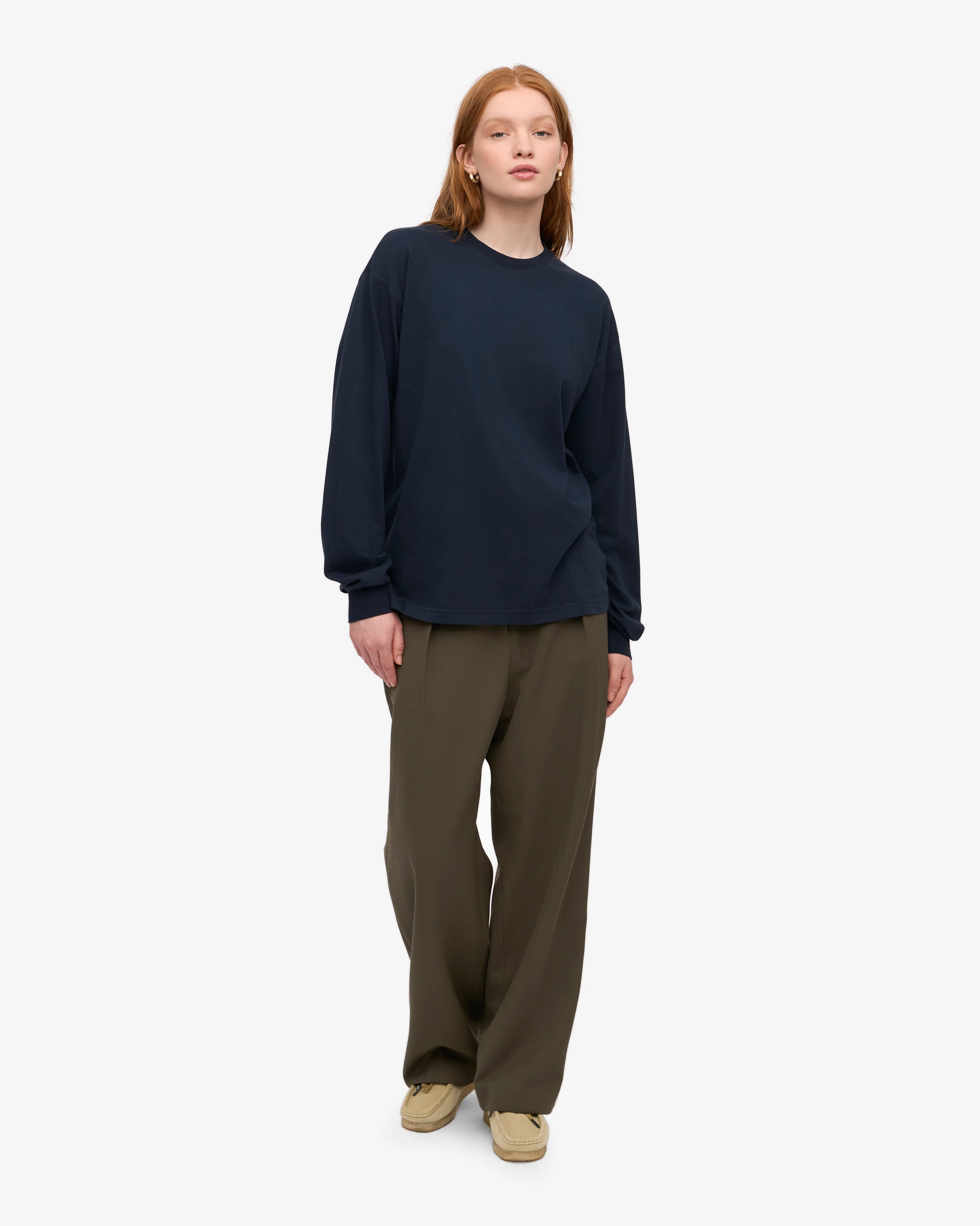 Oversized Organic LS T-Shirt - Navy Blue