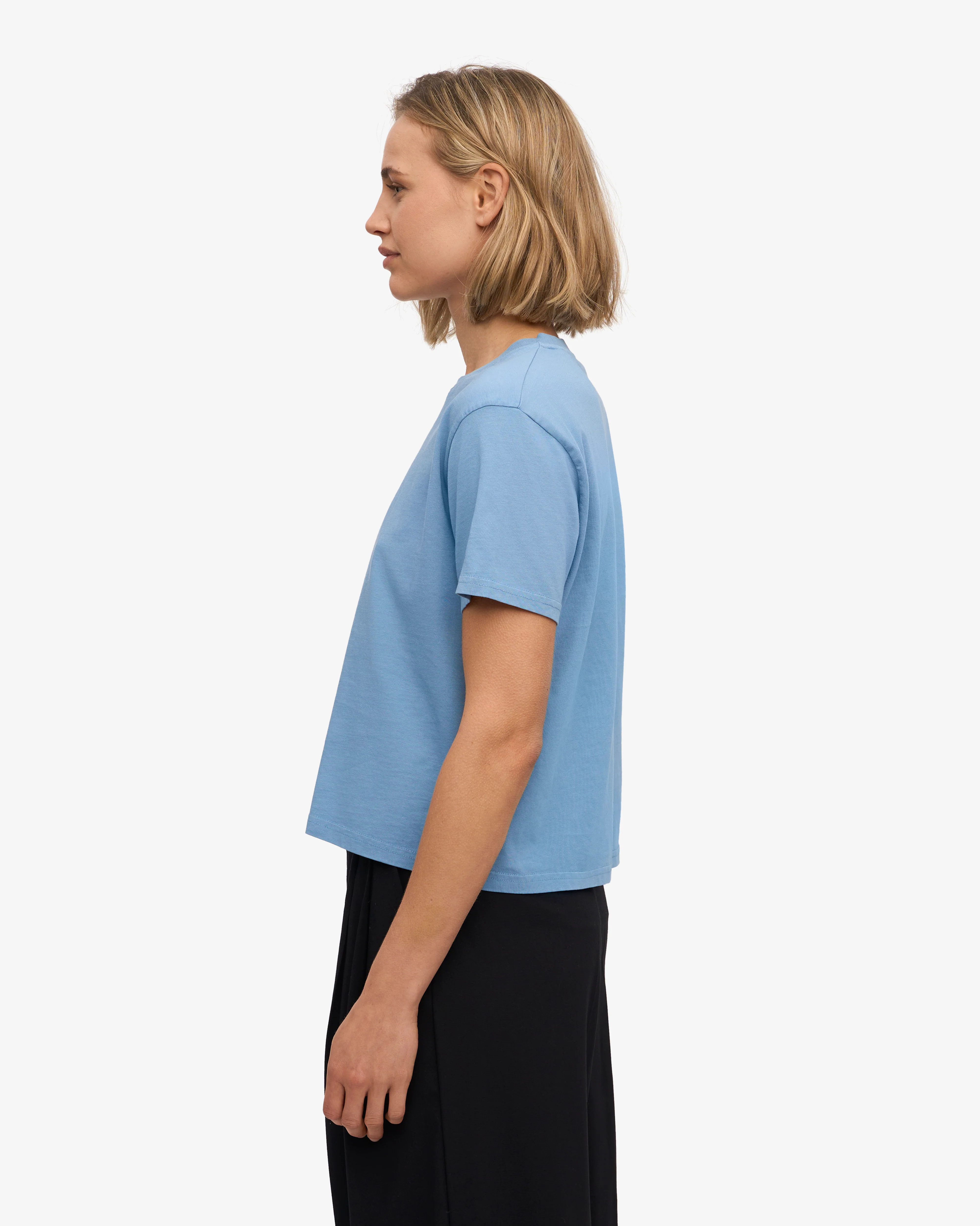 Organic Boxy Crop Tee - Seaside Blue
