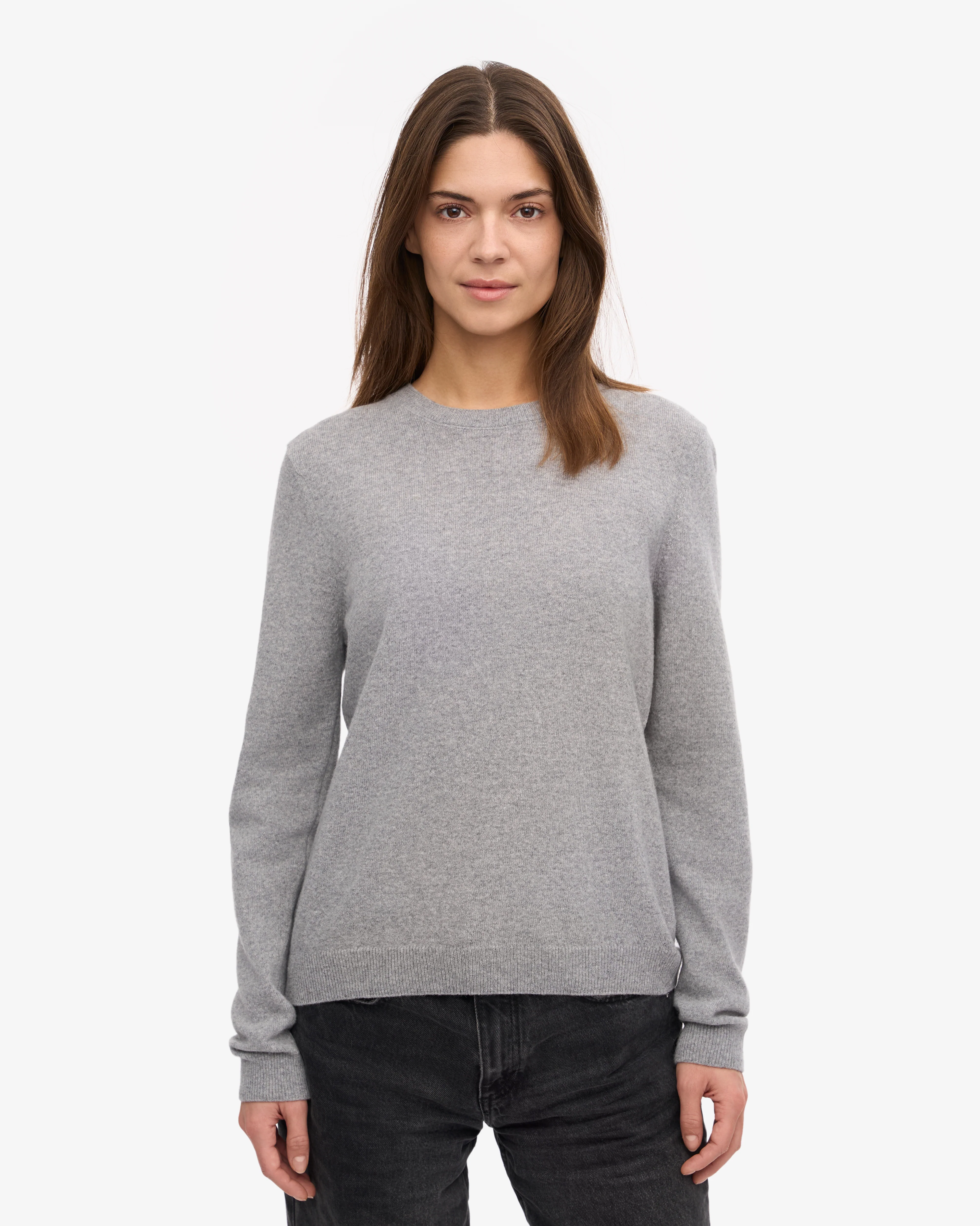 Women Light Merino Wool Crew - Heather Grey