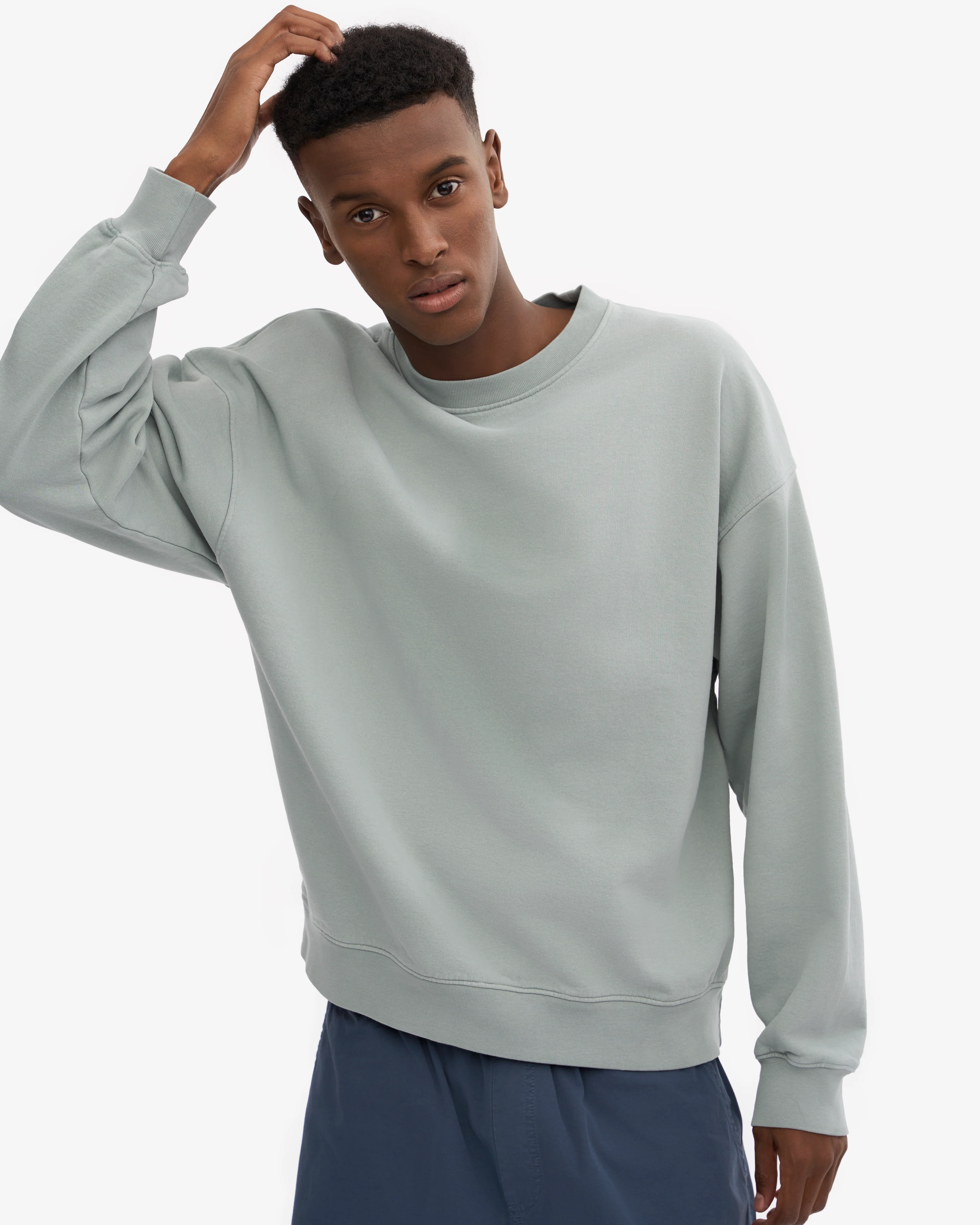 Organic Oversized Crew - Steel Blue