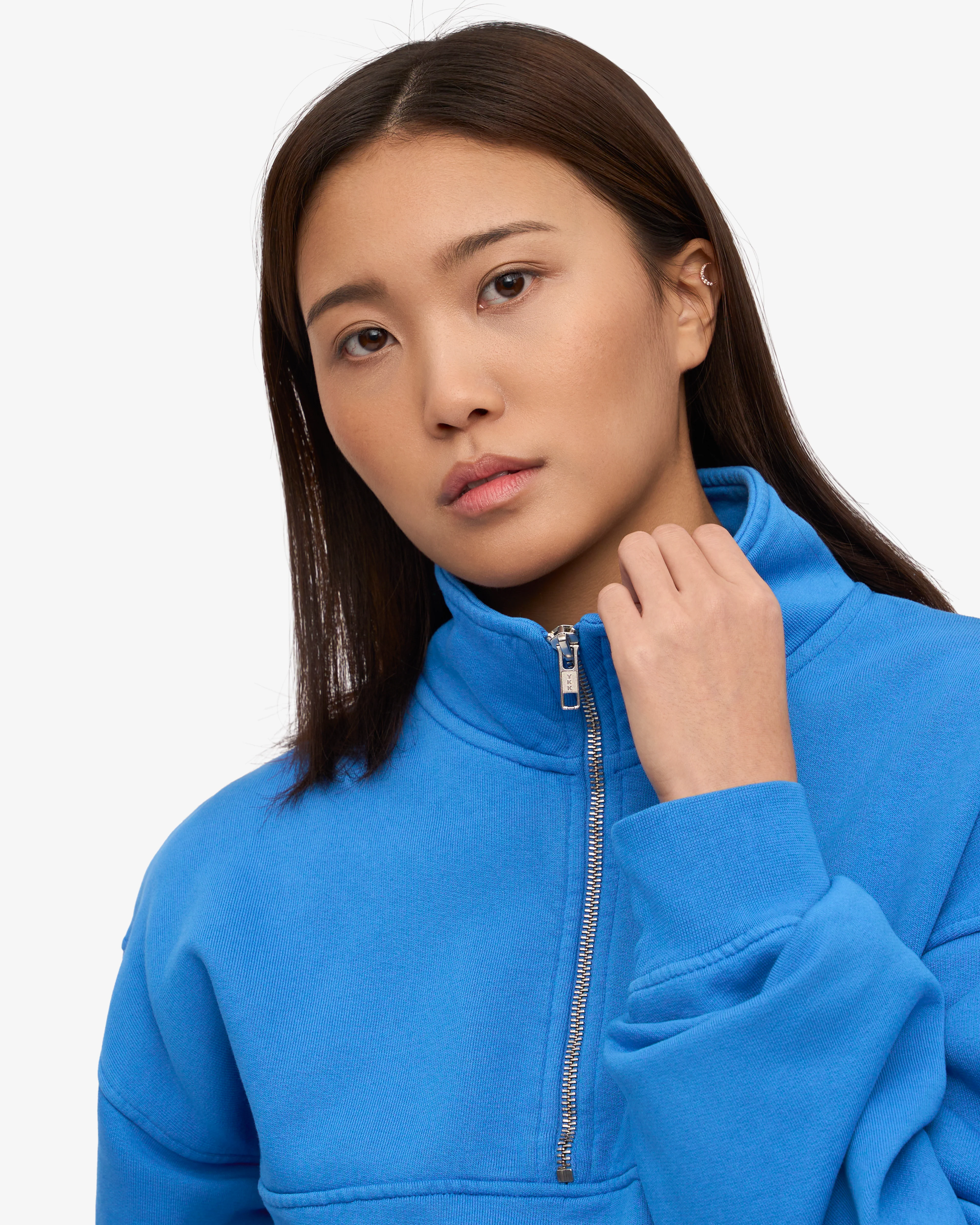 Organic Quarter Zip - Pacific Blue