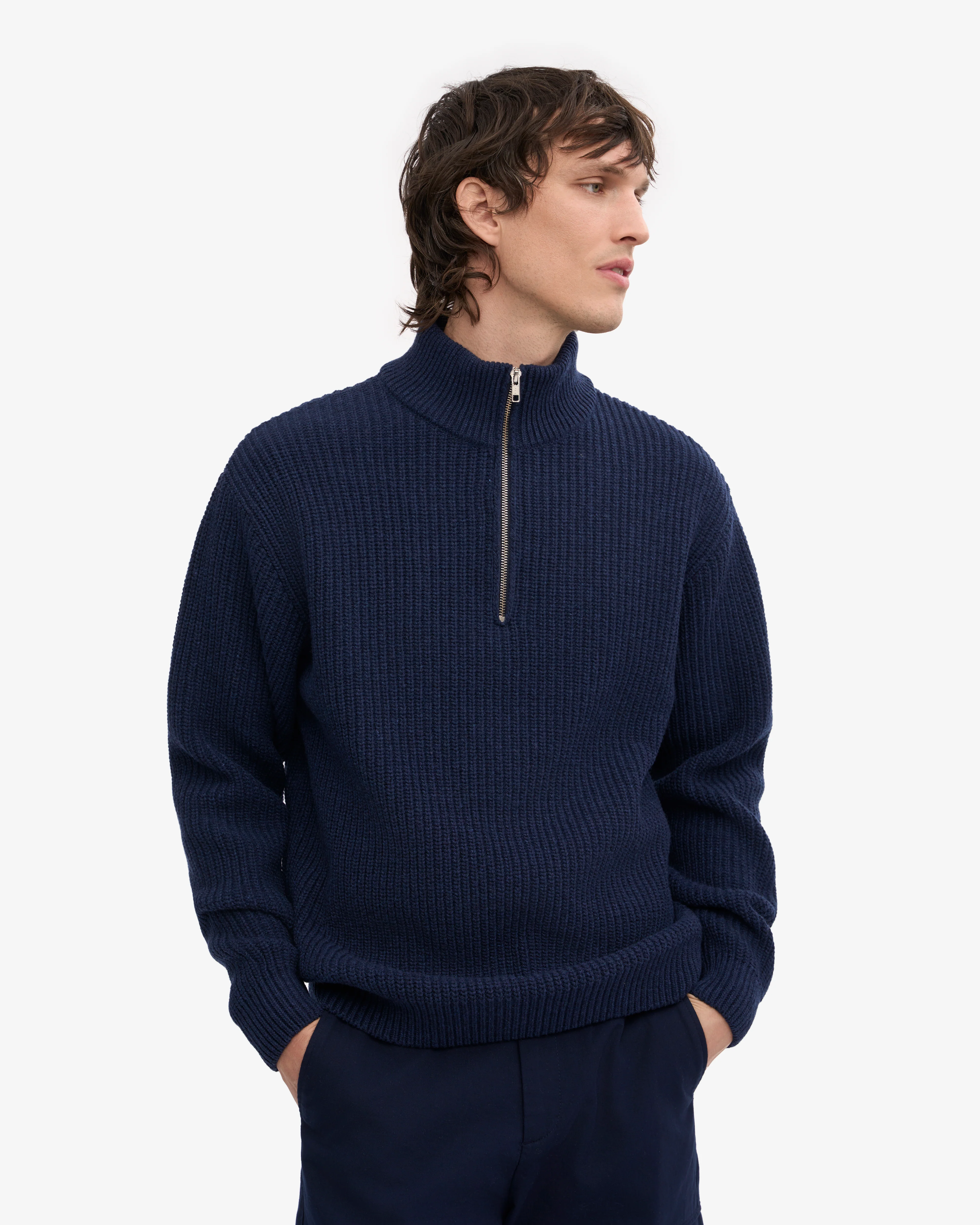Merino Quarter Zip - Marine Blue
