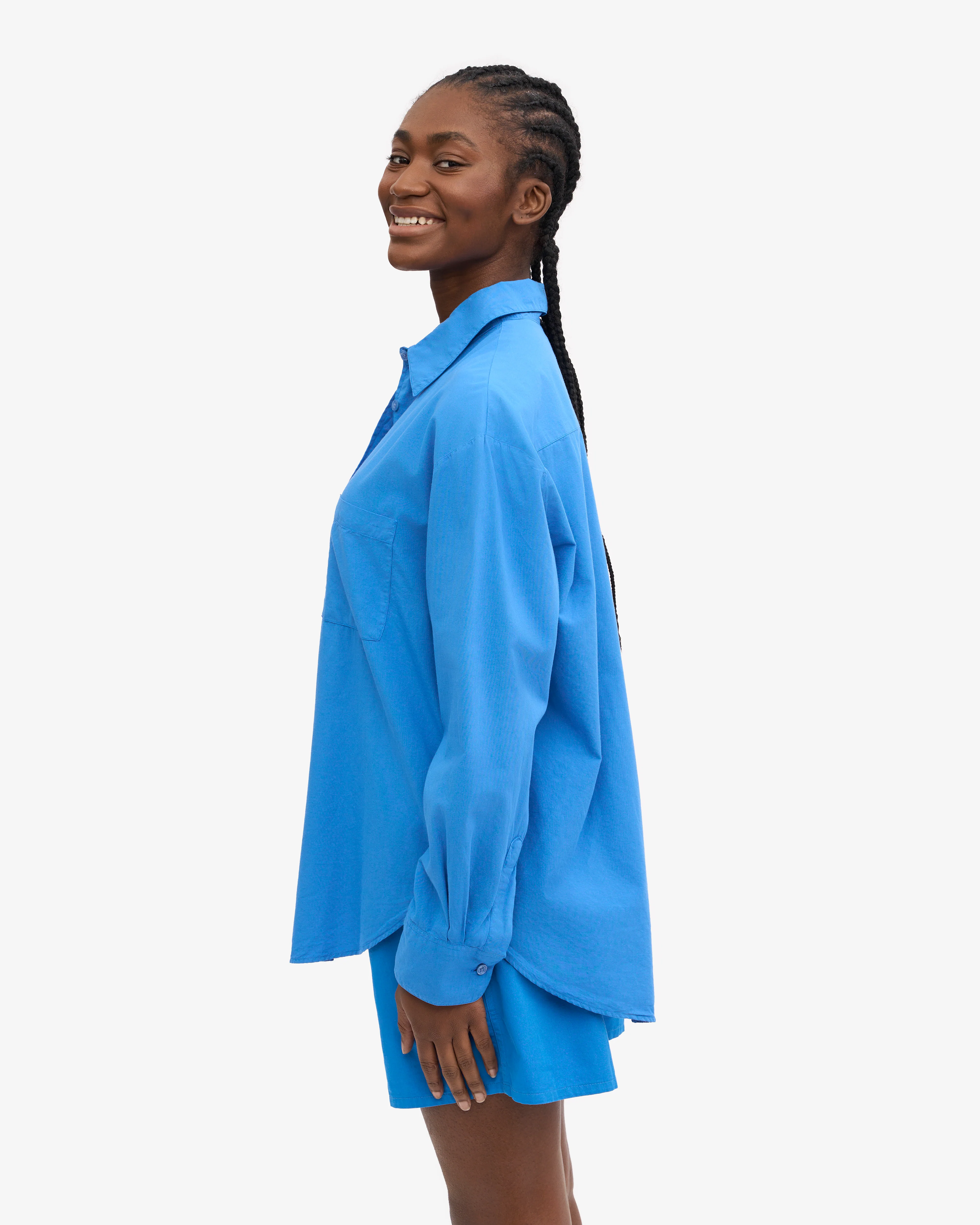 Organic Oversized Shirt - Pacific Blue
