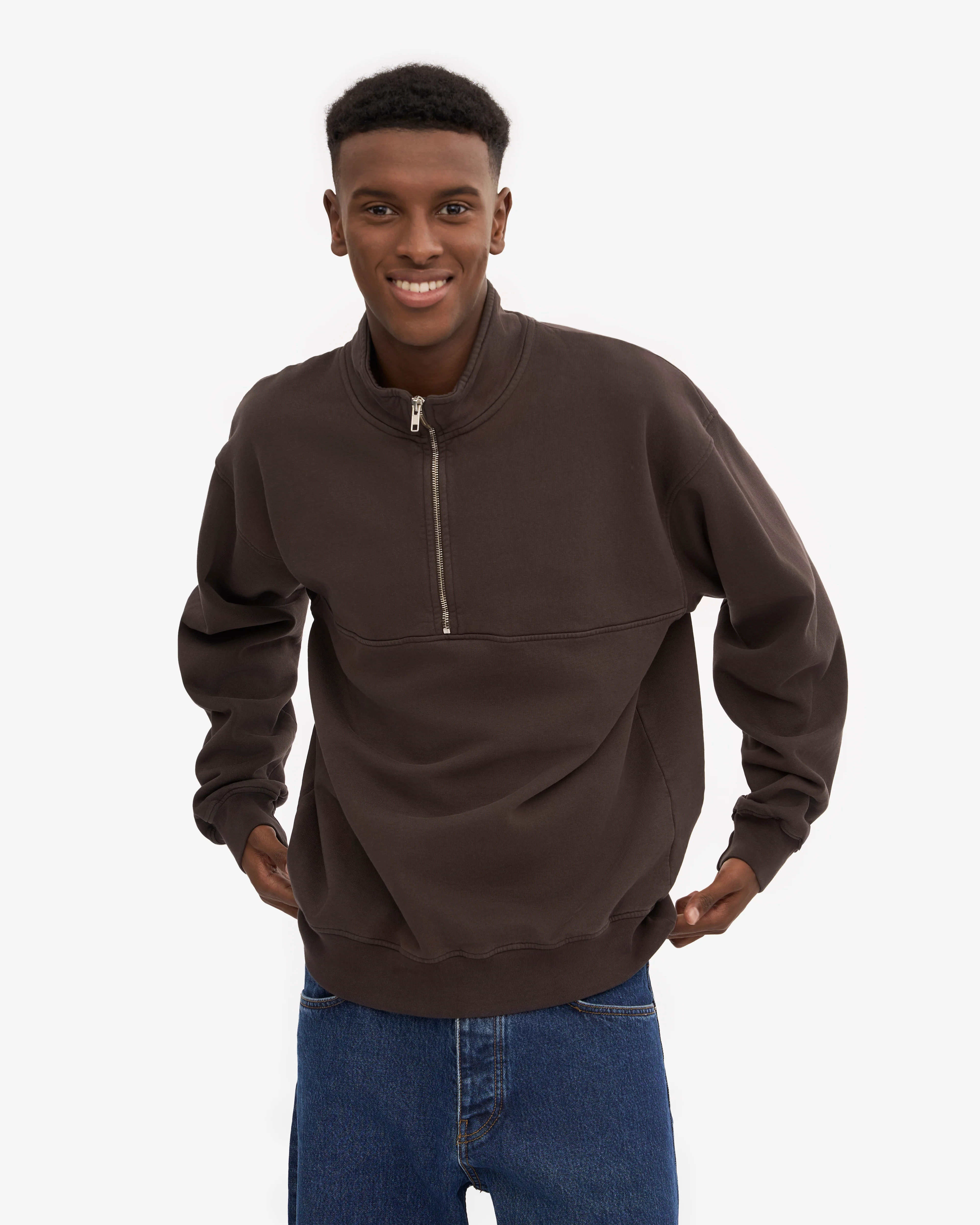 Organic Quarter Zip - Coffee Brown