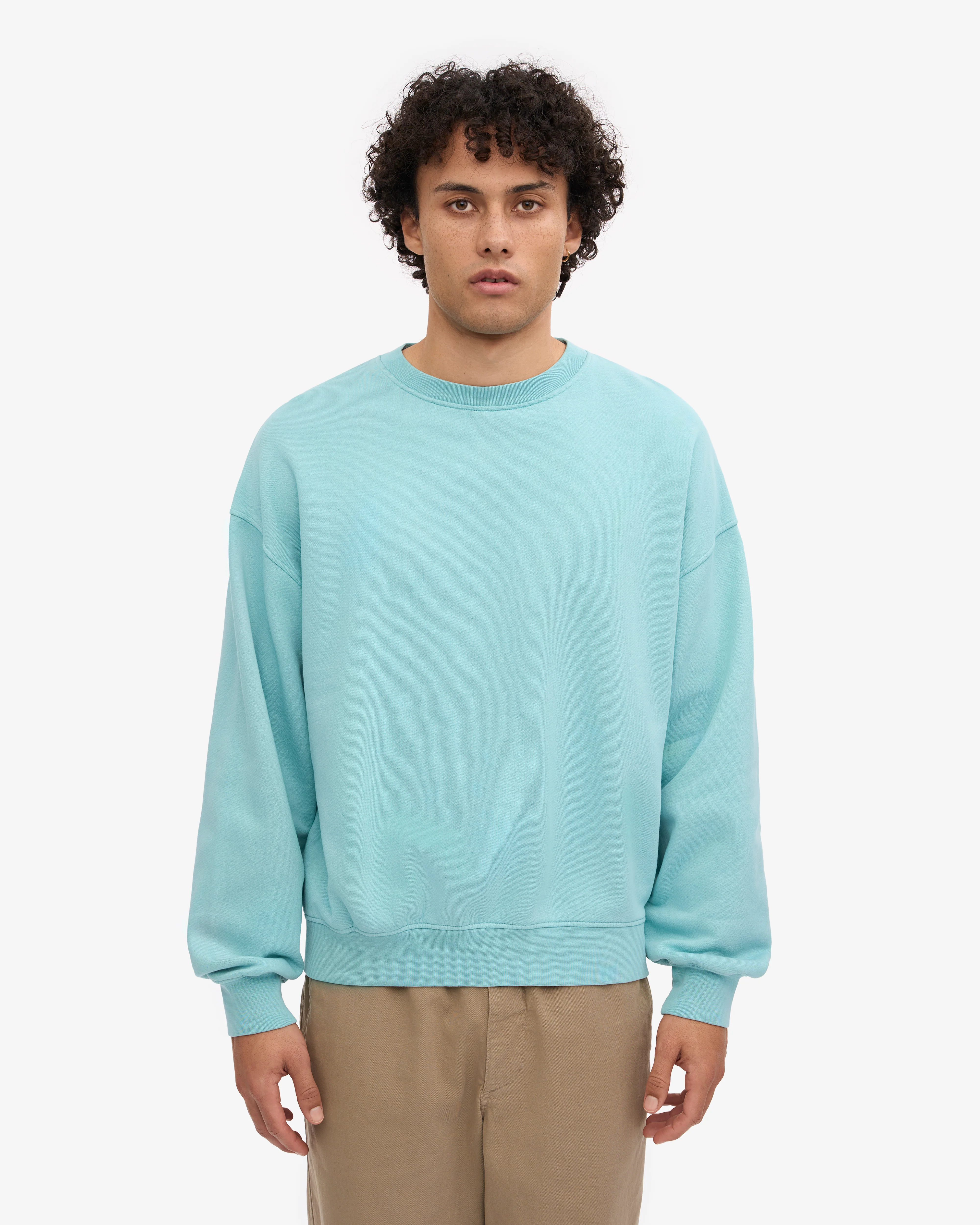 Organic Oversized Crew - Teal Blue