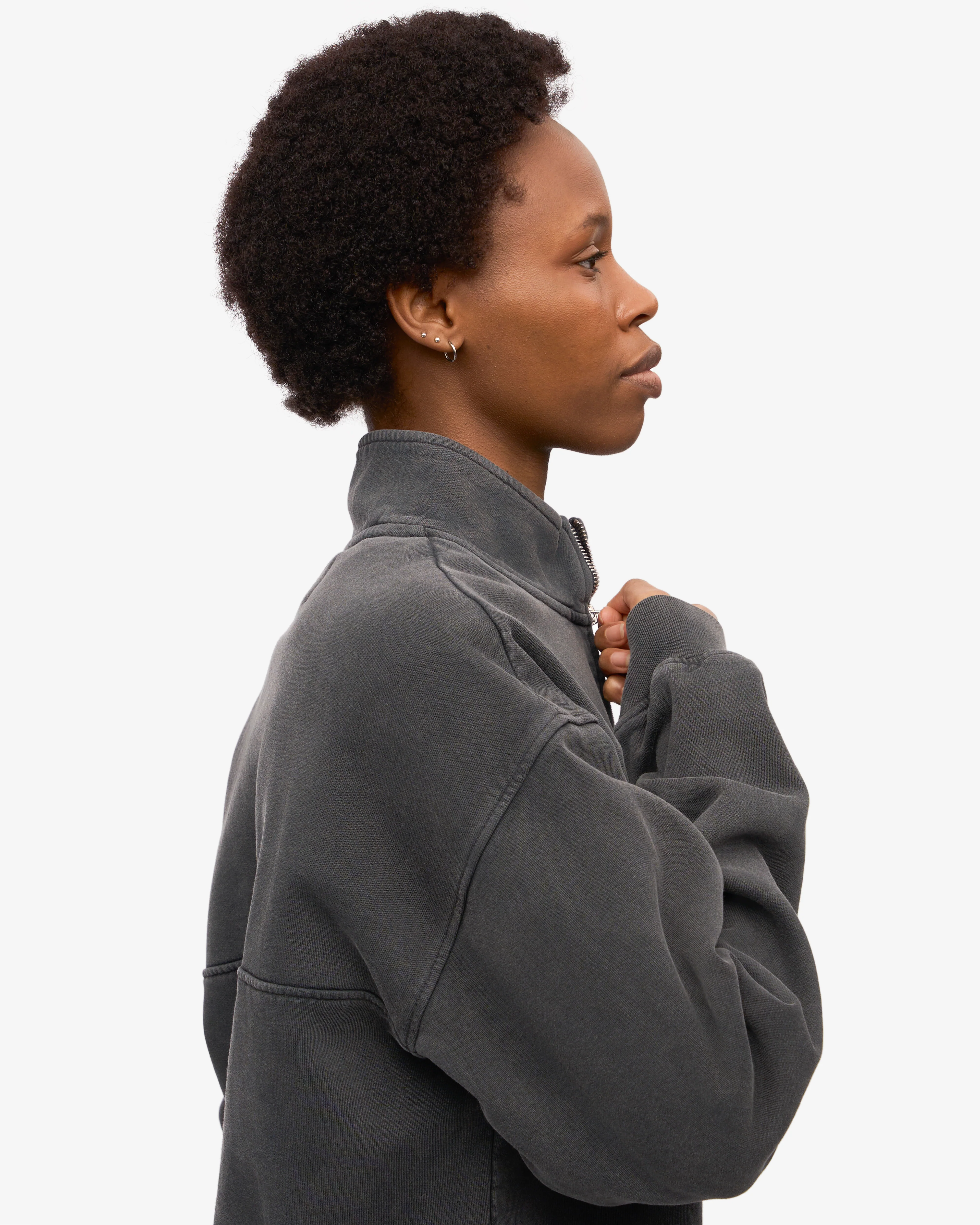 Organic Quarter Zip - Faded Black