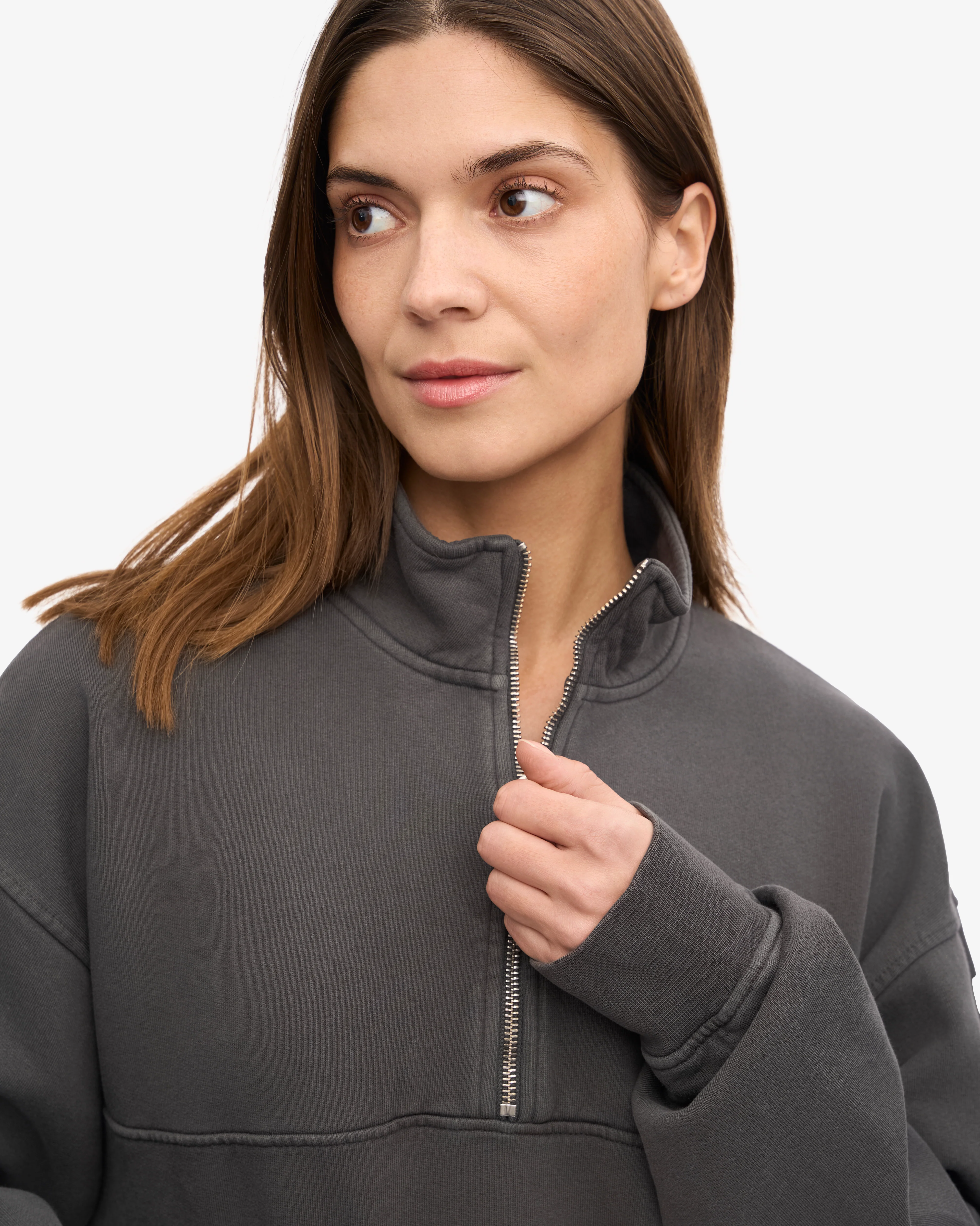 Organic Quarter Zip - Lava Grey