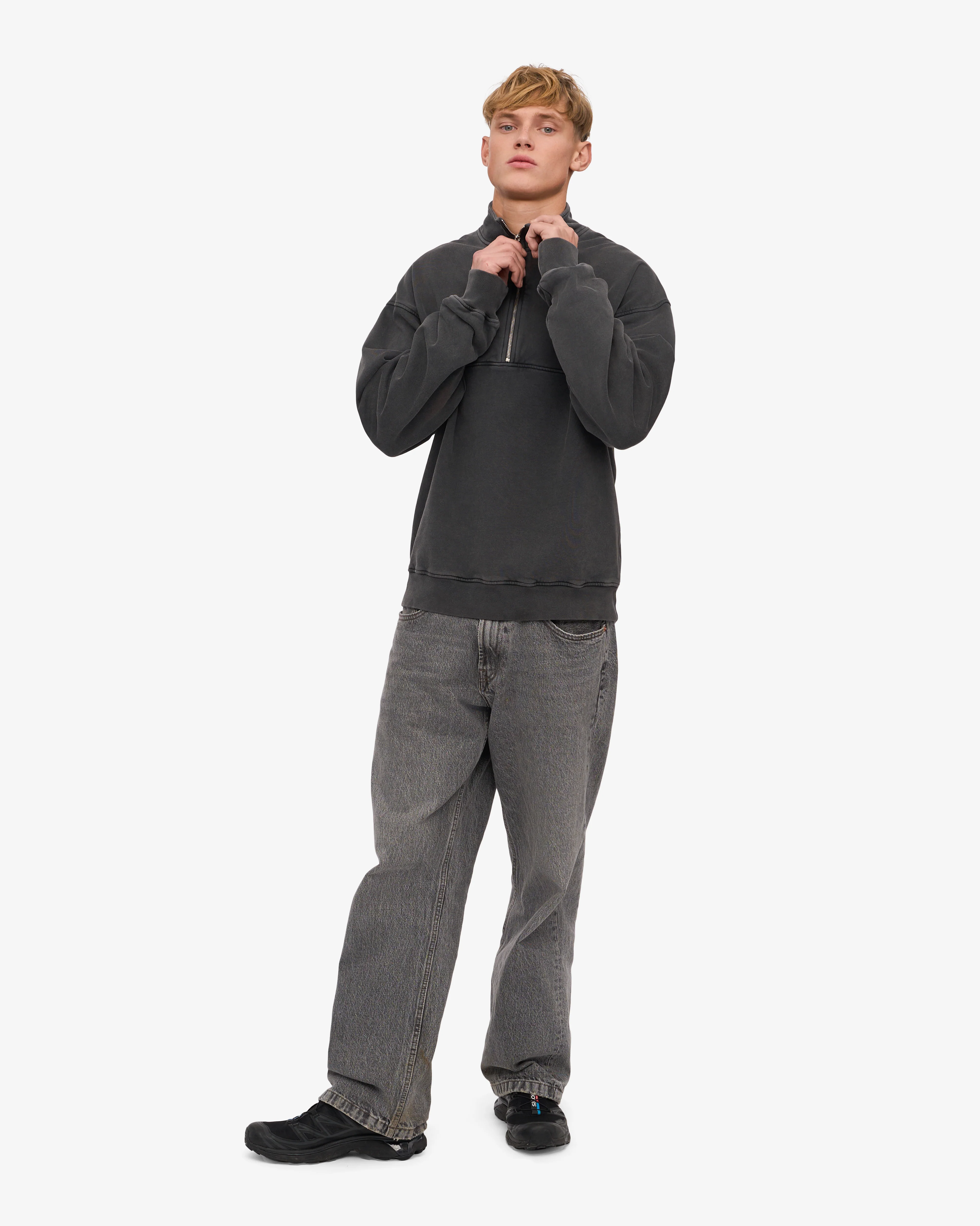 Organic Quarter Zip - Faded Black