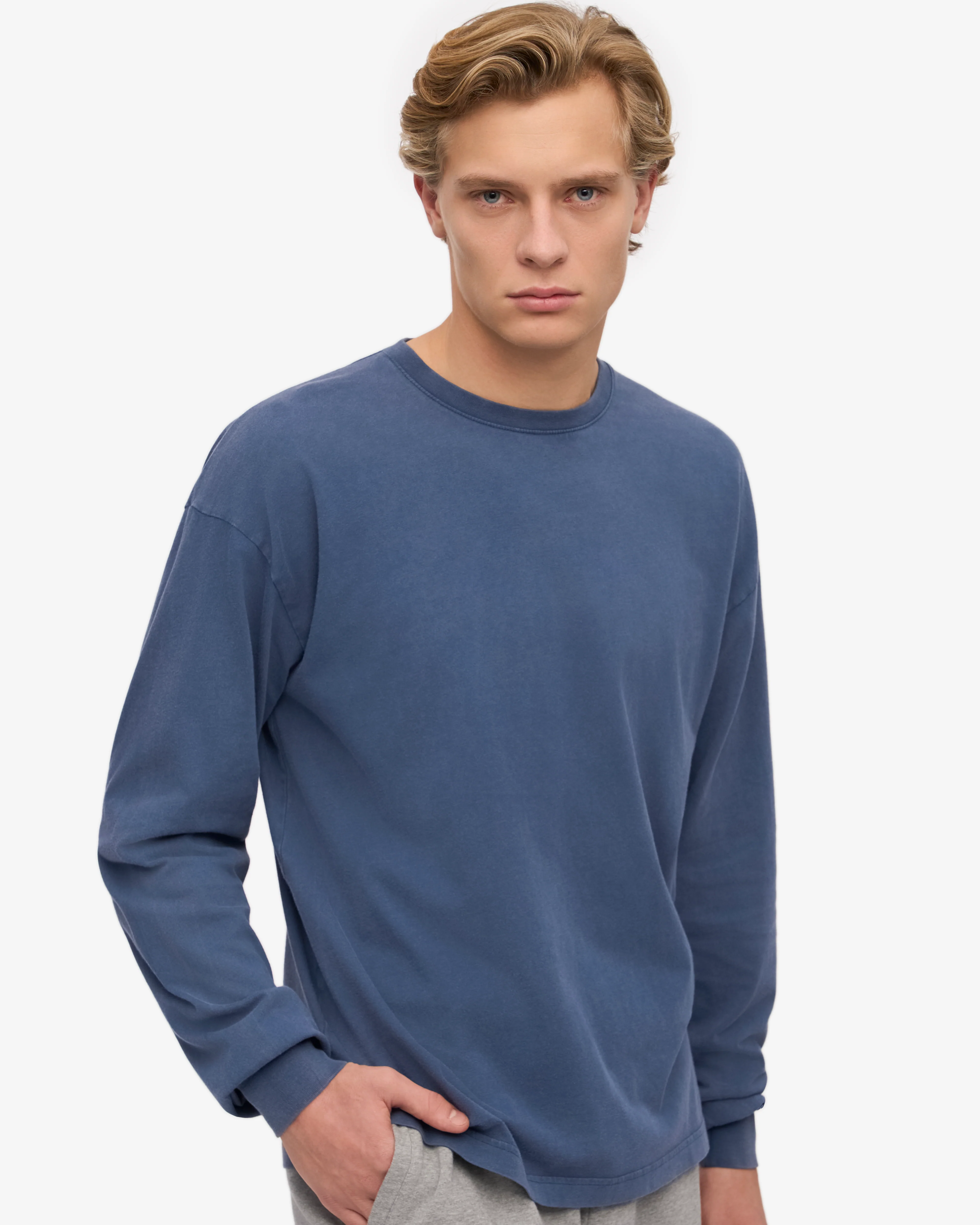 Oversized Organic LS T-Shirt - Neptune Blue