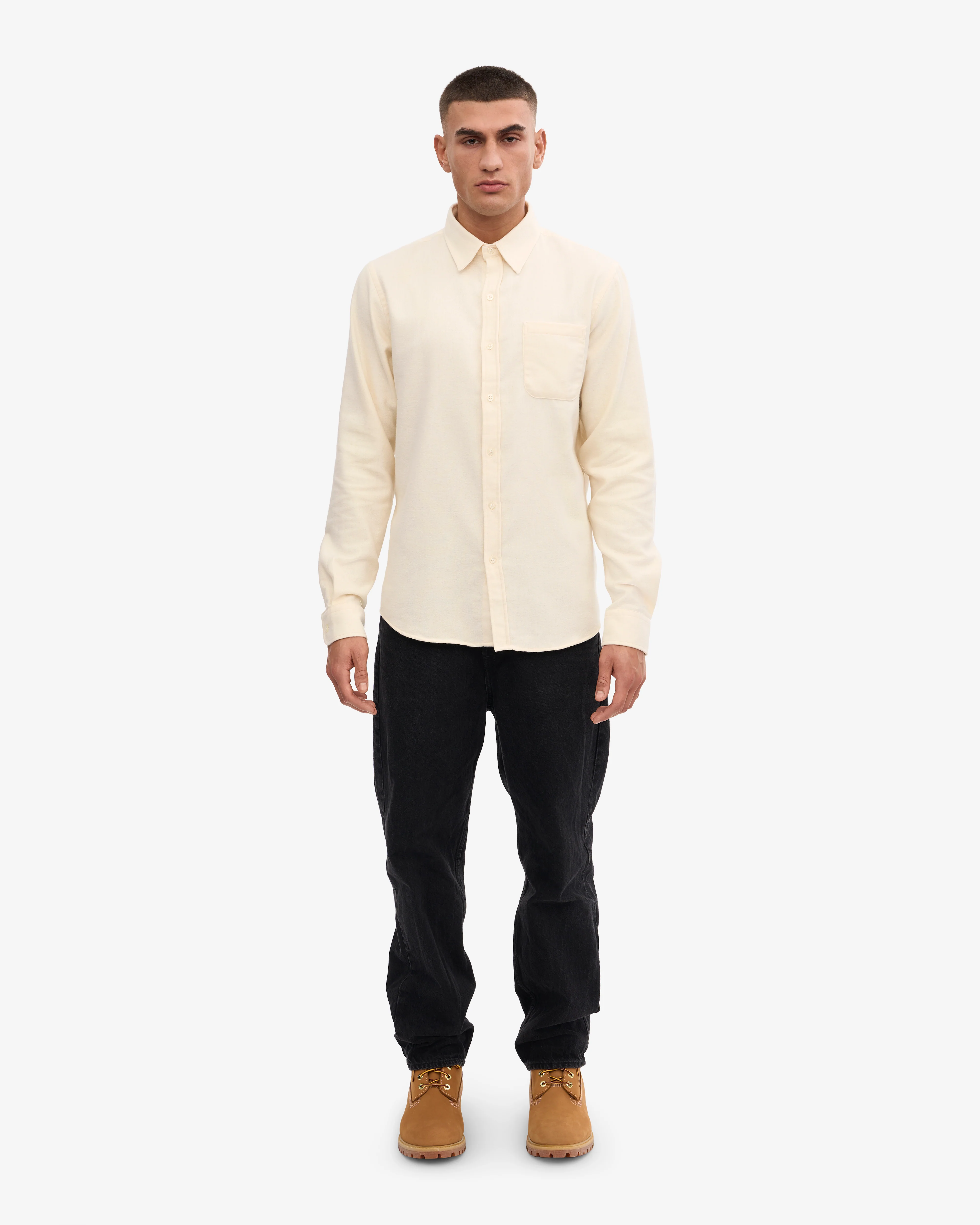Organic Flannel Shirt - Ivory White