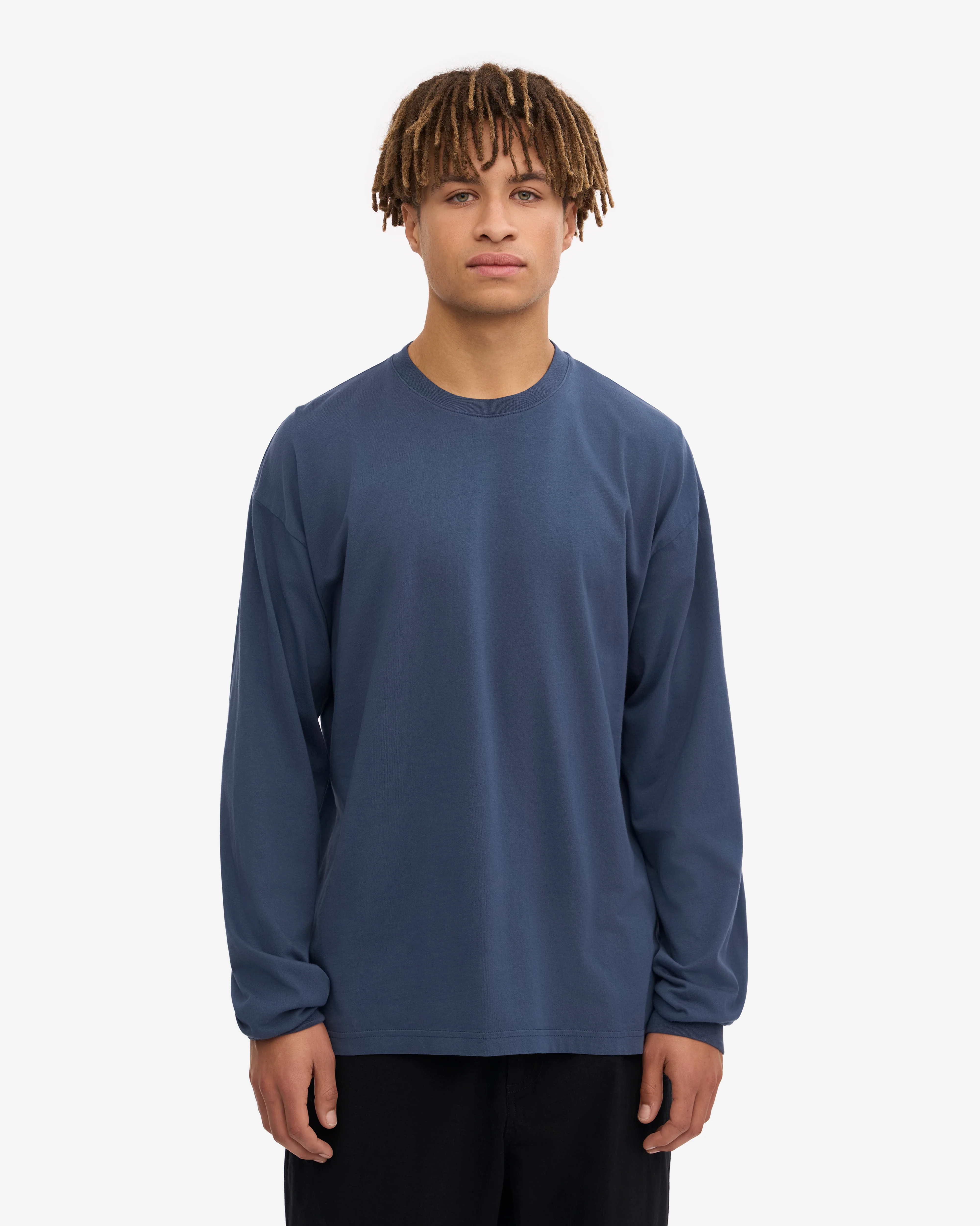 Oversized Organic LS T-Shirt - Petrol Blue