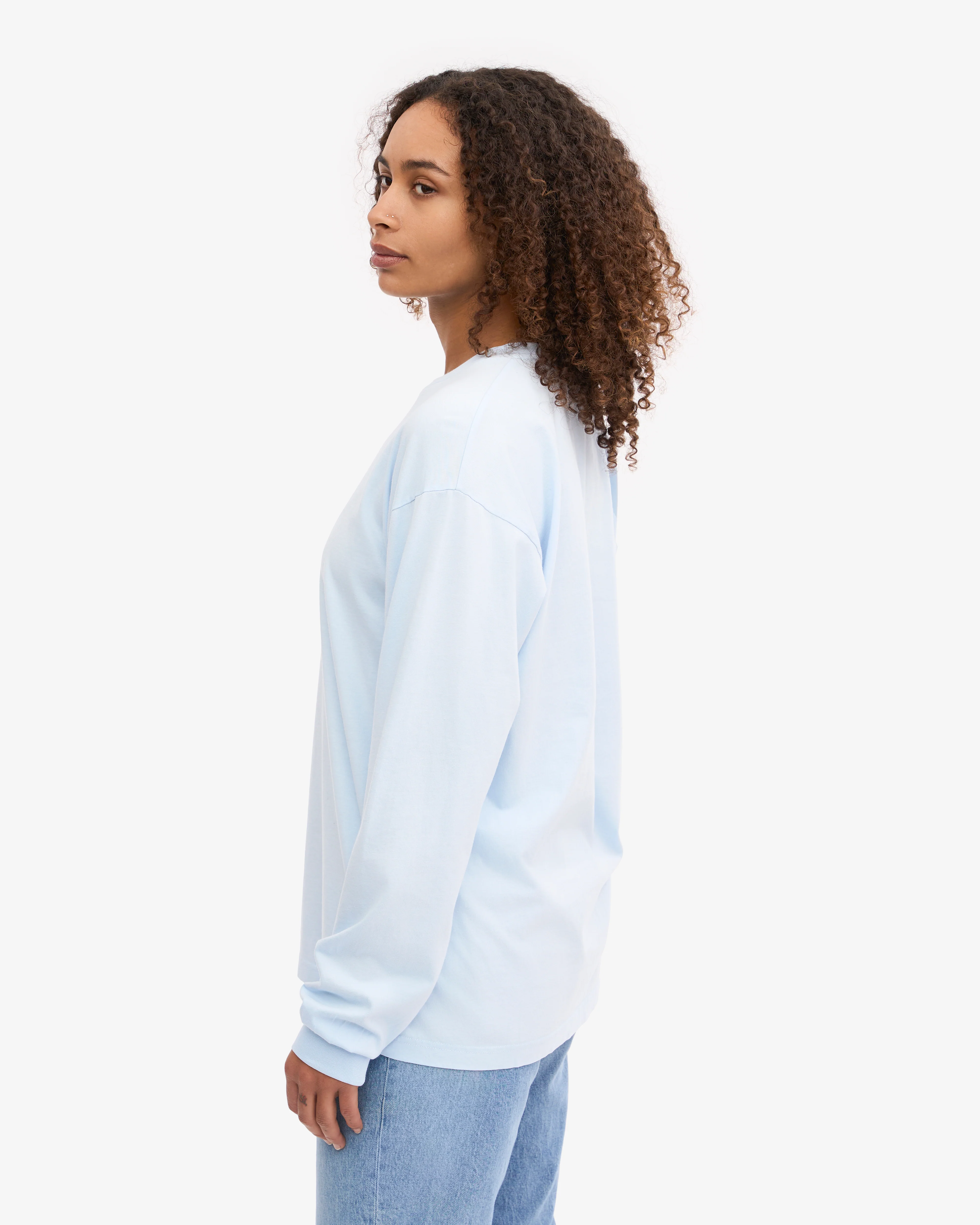 Oversized Organic LS T-Shirt - Polar Blue