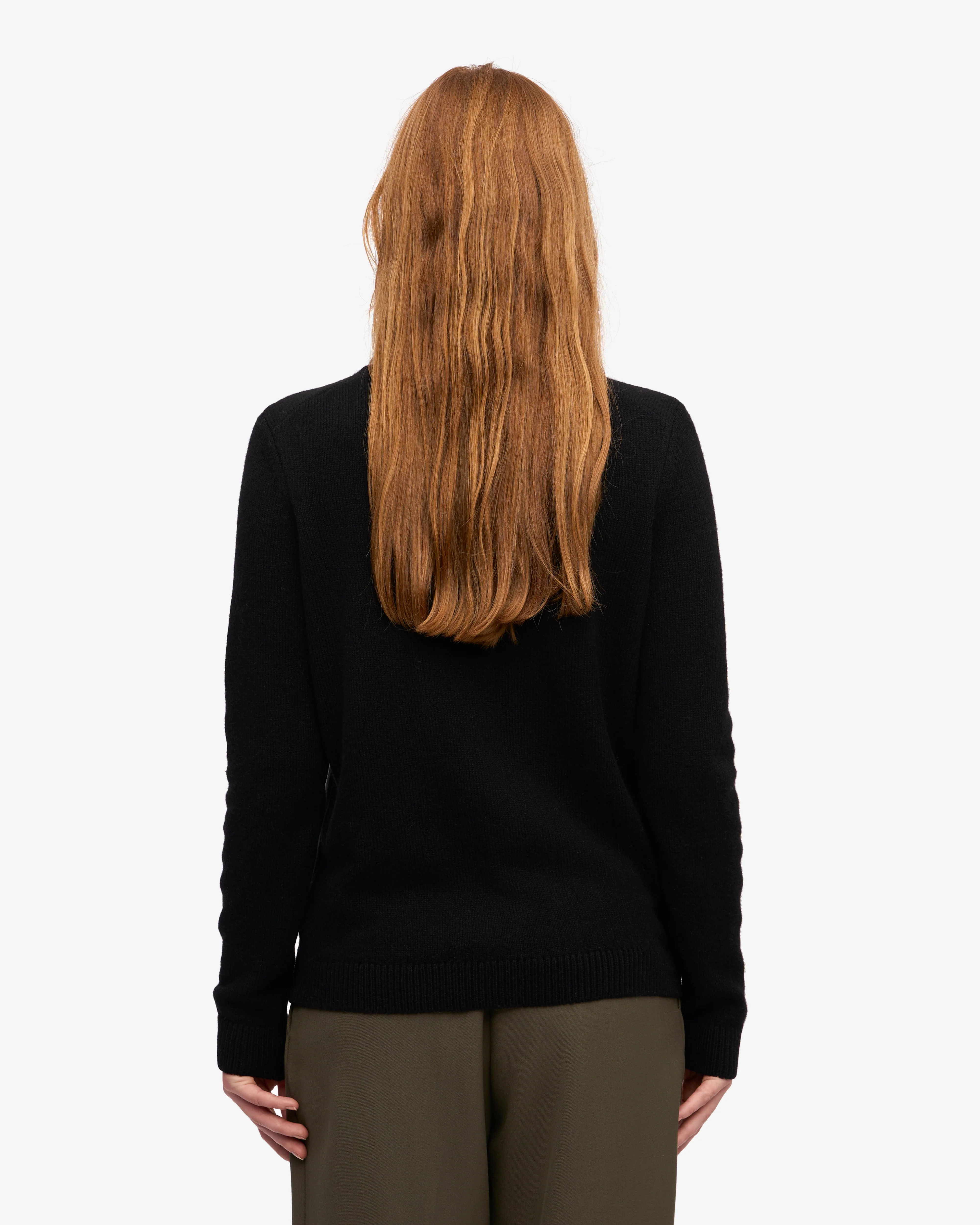 Women Classic Merino Wool Crew - Deep Black