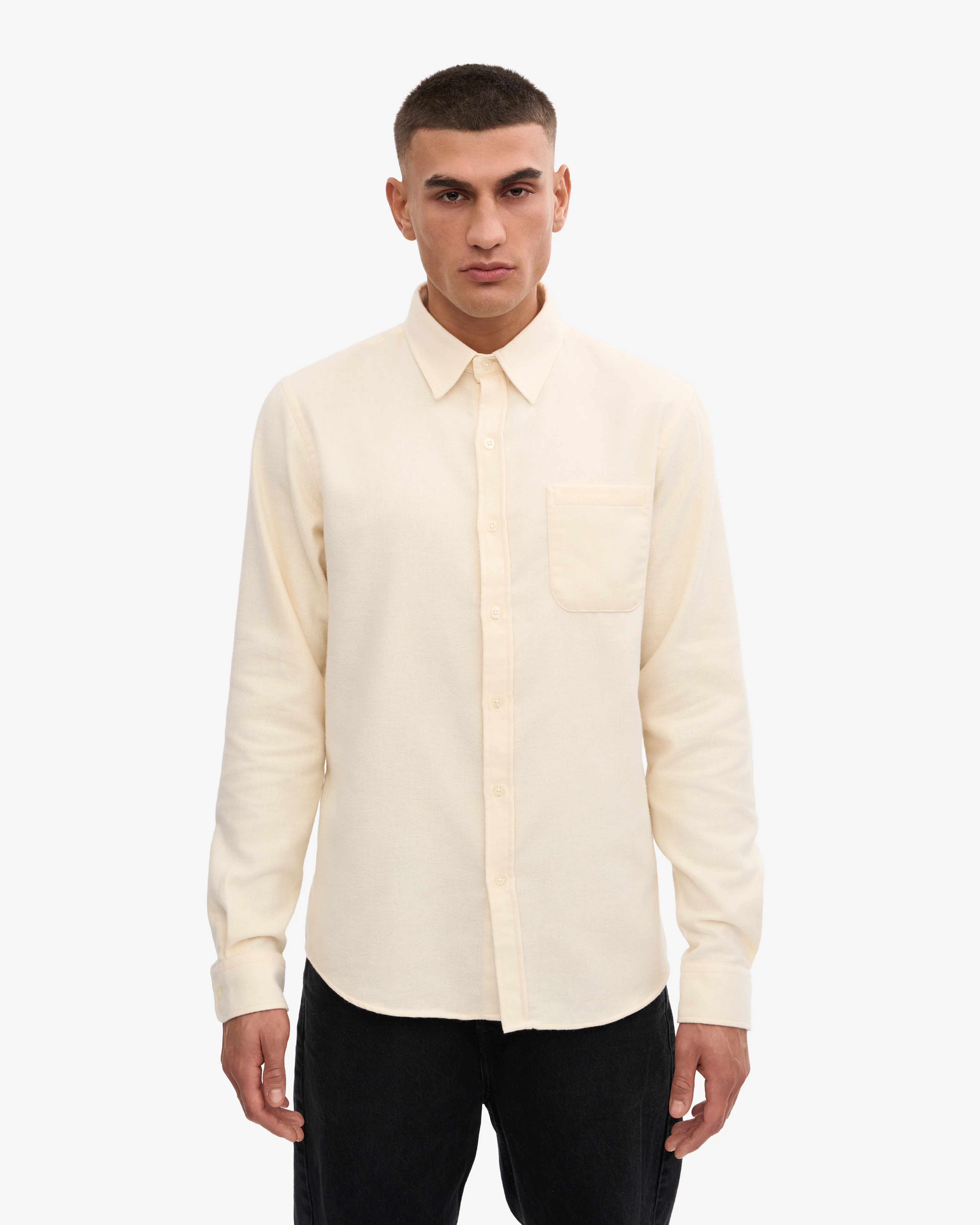 Organic Flannel Shirt - Ivory White