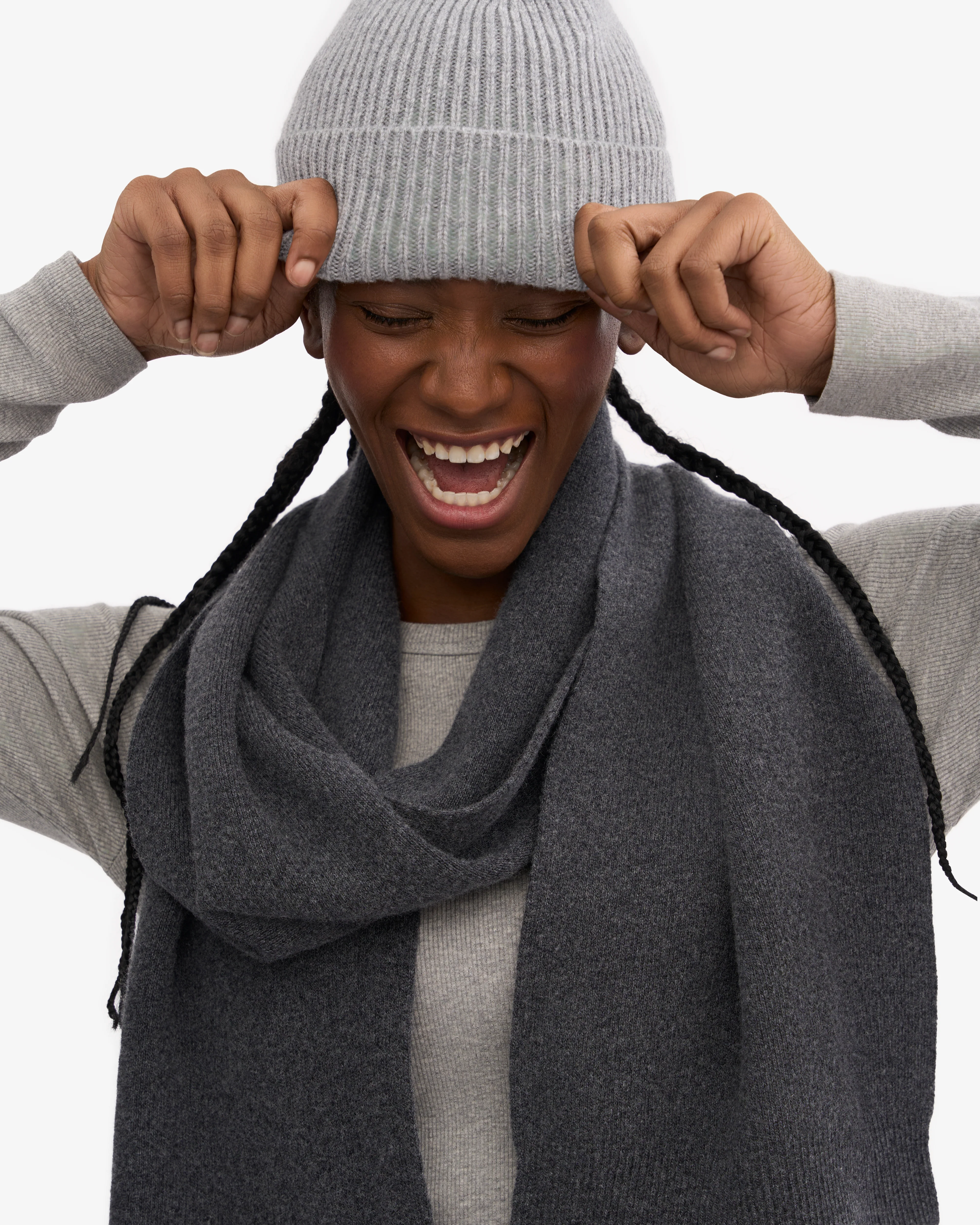 Merino Wool Scarf - Lava Grey